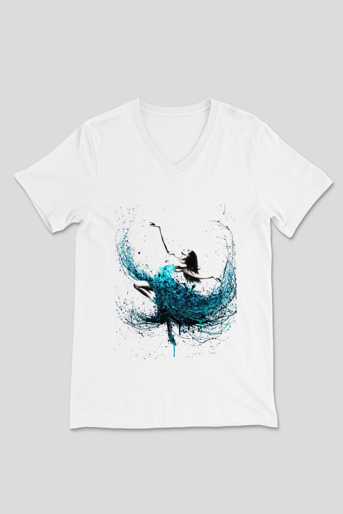 Bale Beyaz Unisex V Yaka Tişört T-Shirt