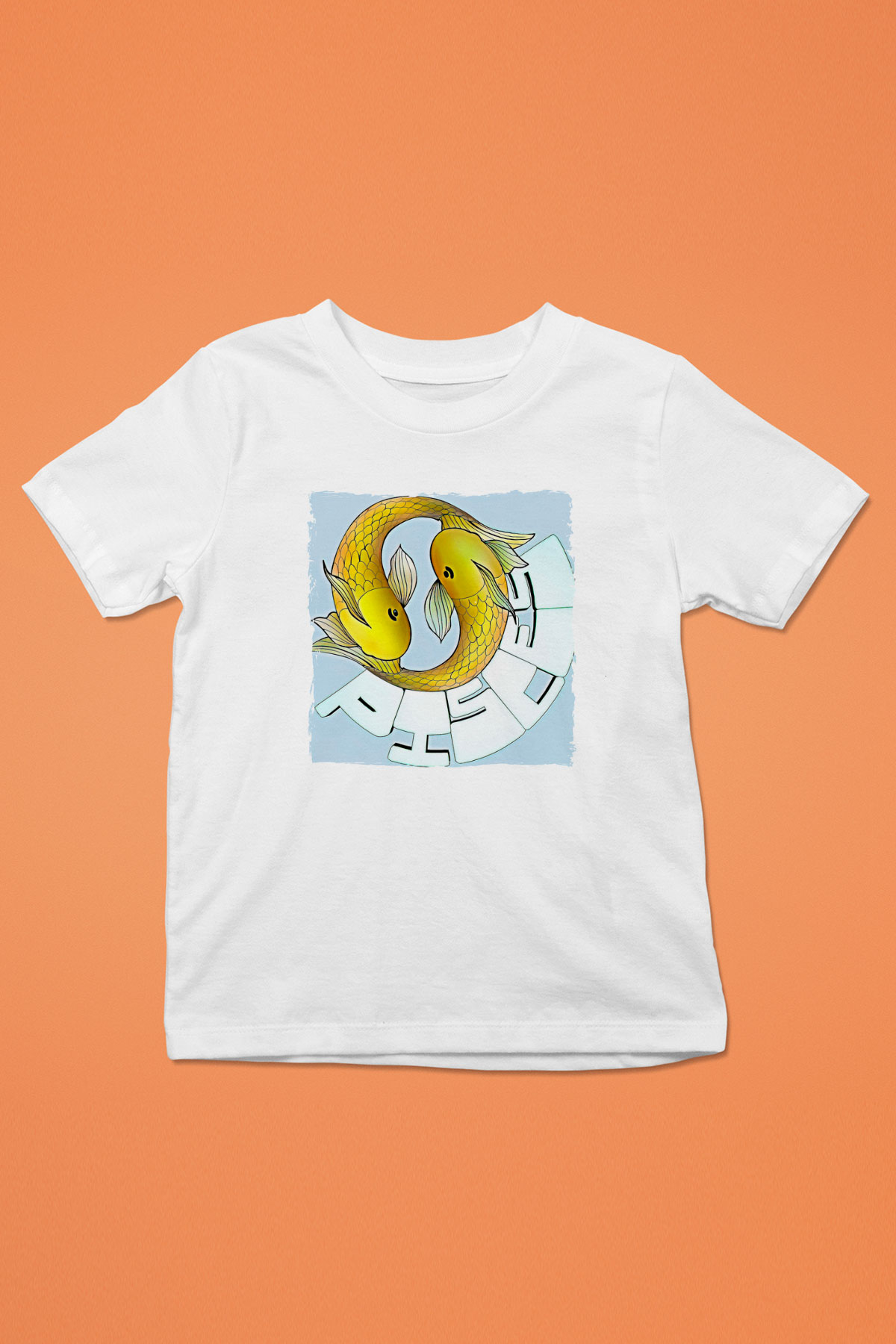 Balık Burcu Baskılı Beyaz Unisex Beyaz Çocuk Tişört - Tshirt