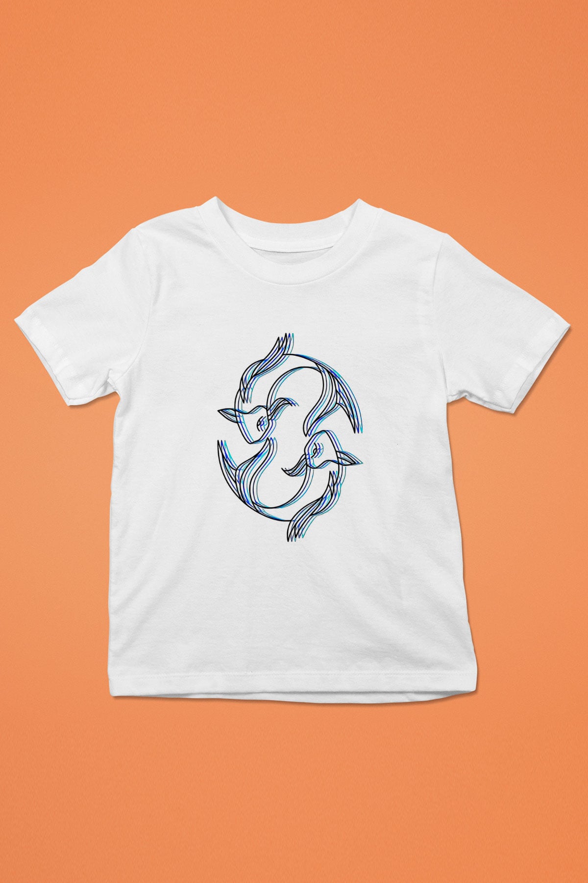 Balık Burcu Baskılı Beyaz Unisex Beyaz Çocuk Tişört - Tshirt