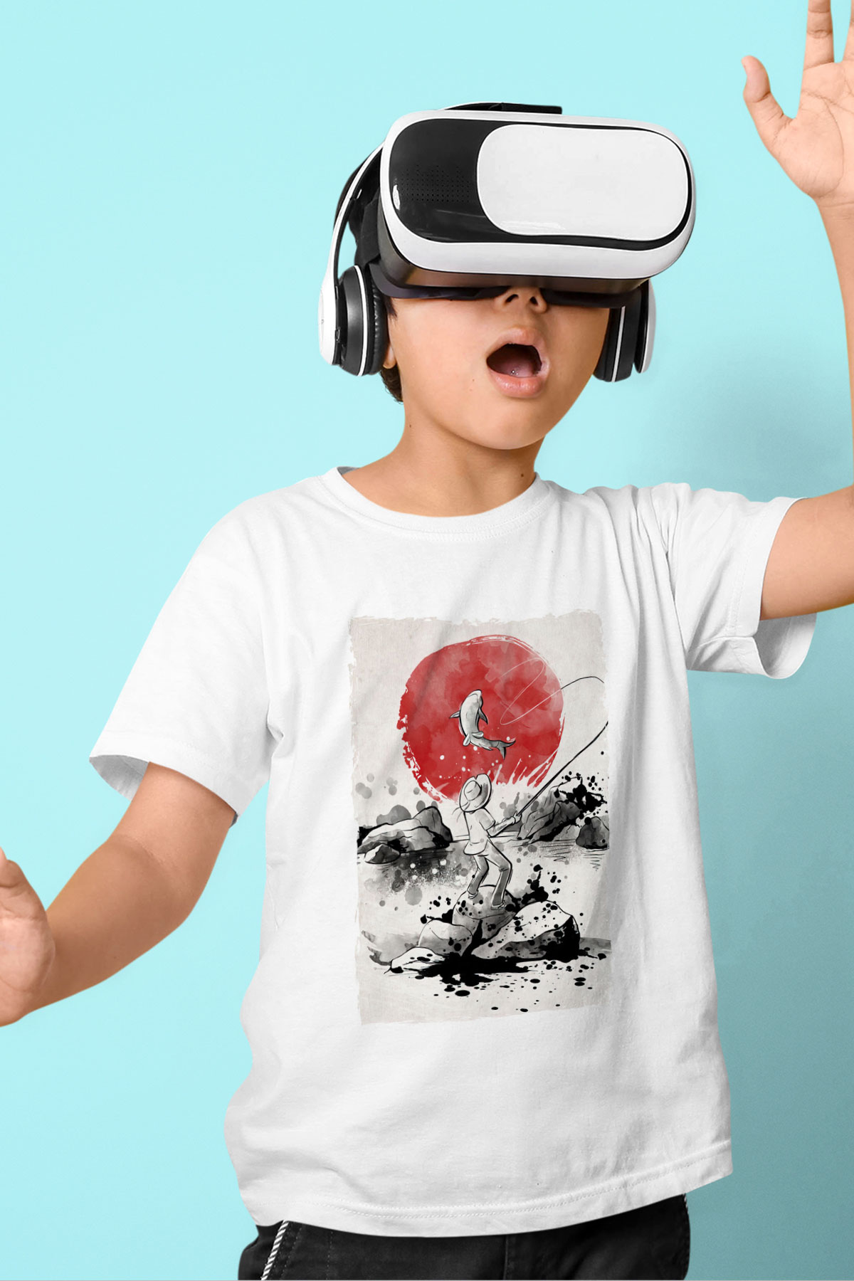 Balıkçı Beyaz Unisex Çocuk Tişört