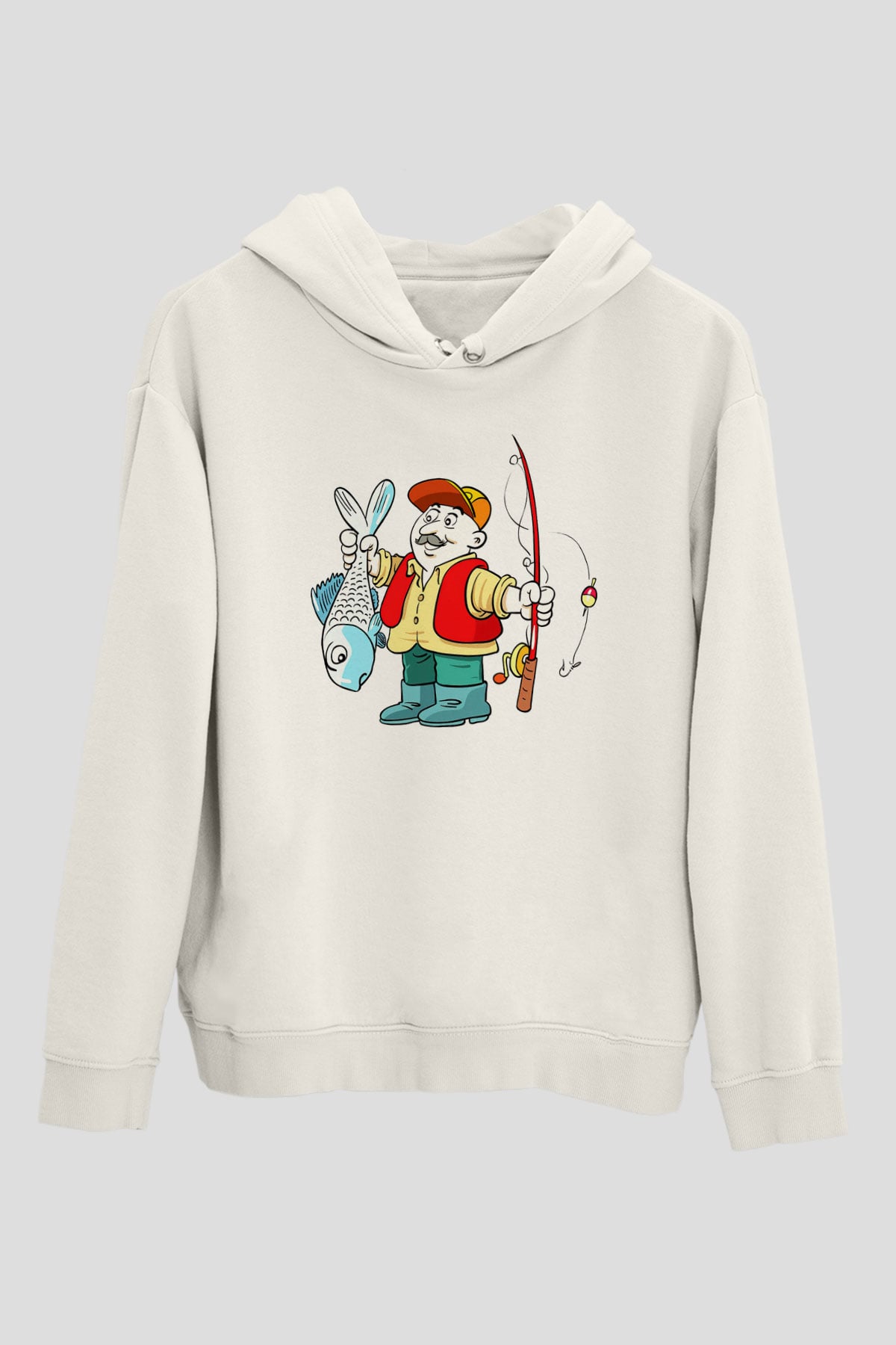 Balıkçı Beyaz Unisex Hoodie