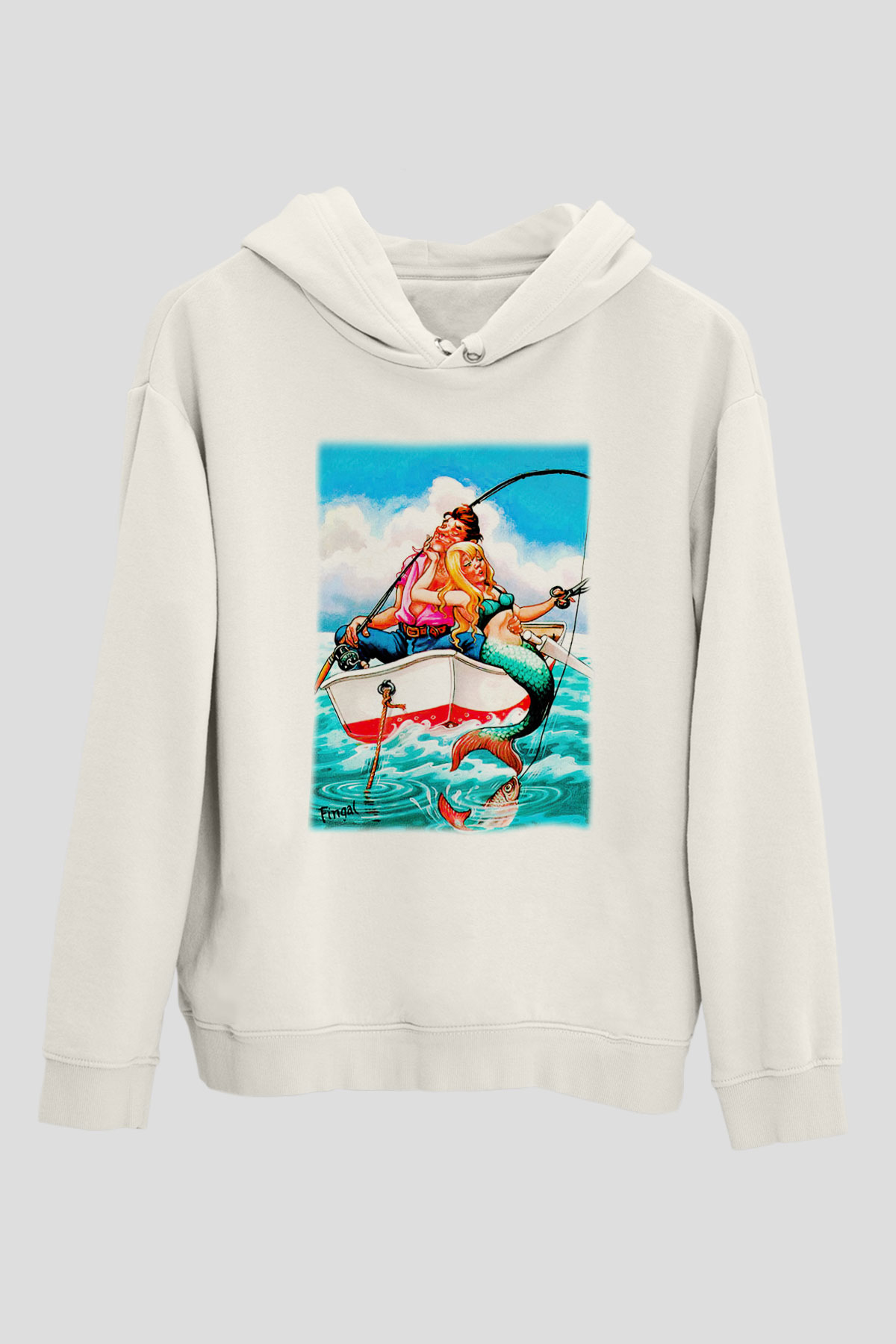 Balıkçı Beyaz Unisex Hoodie
