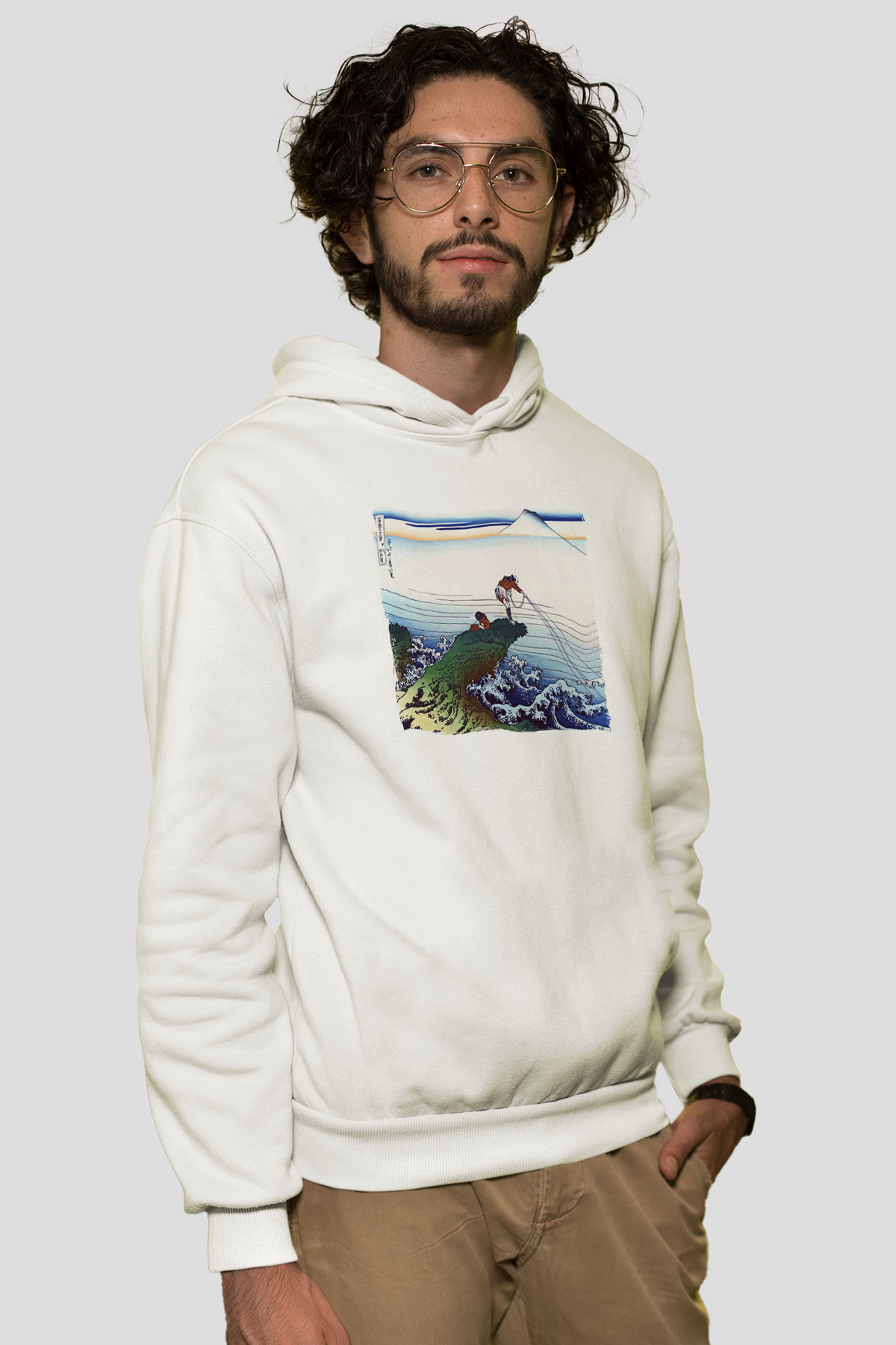 Balıkçı Beyaz Unisex Kapüşonlu Sweatshirt