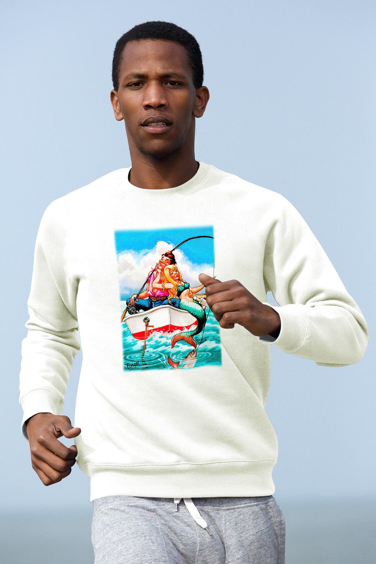Balıkçı Beyaz Unisex Sweatshirt