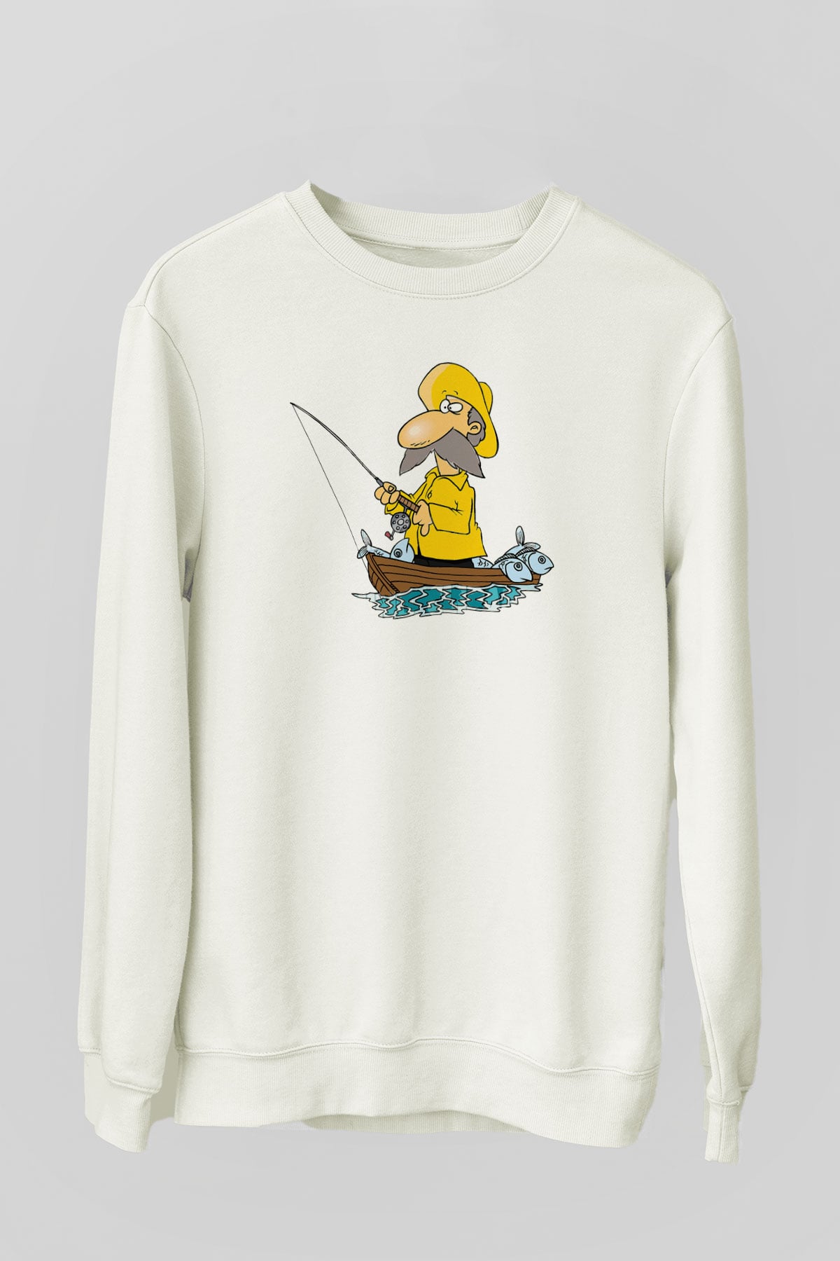 Balıkçı Beyaz Unisex Sweatshirt