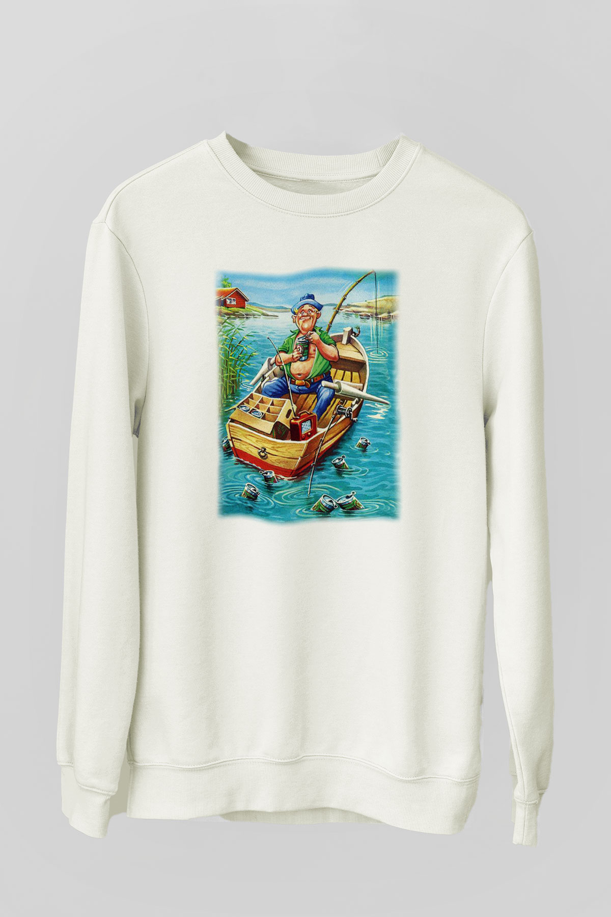 Balıkçı Beyaz Unisex Sweatshirt