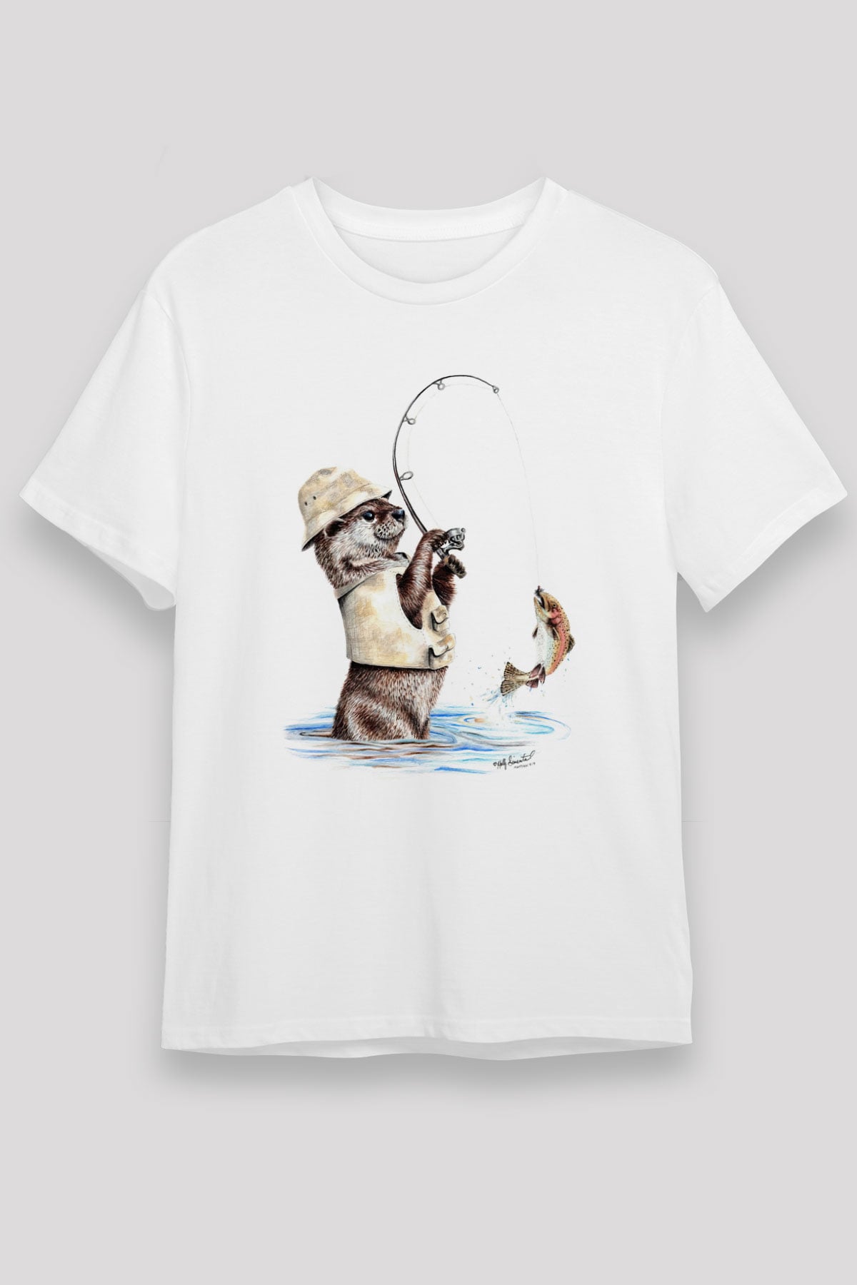 Balıkçı Beyaz Unisex Tişört T-Shirt - TişörtFabrikası