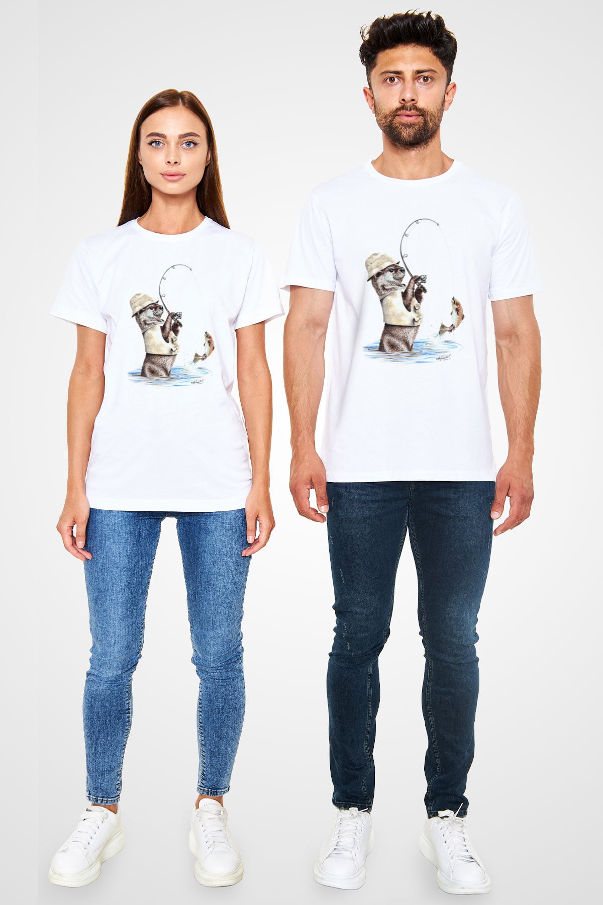 Balıkçı Beyaz Unisex Tişört T-Shirt - TişörtFabrikası