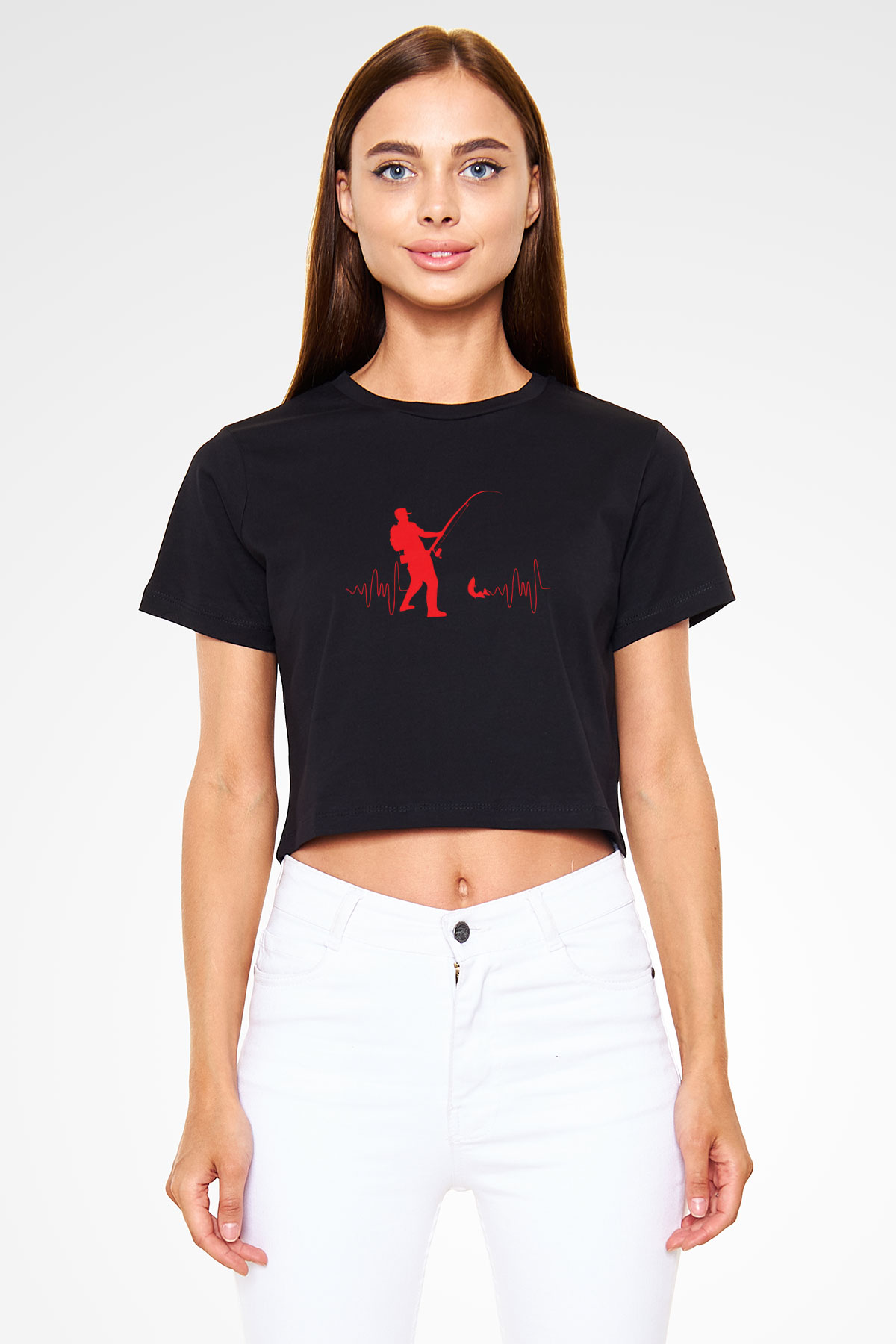 Balıkçı Siyah  Crop Top Tişört