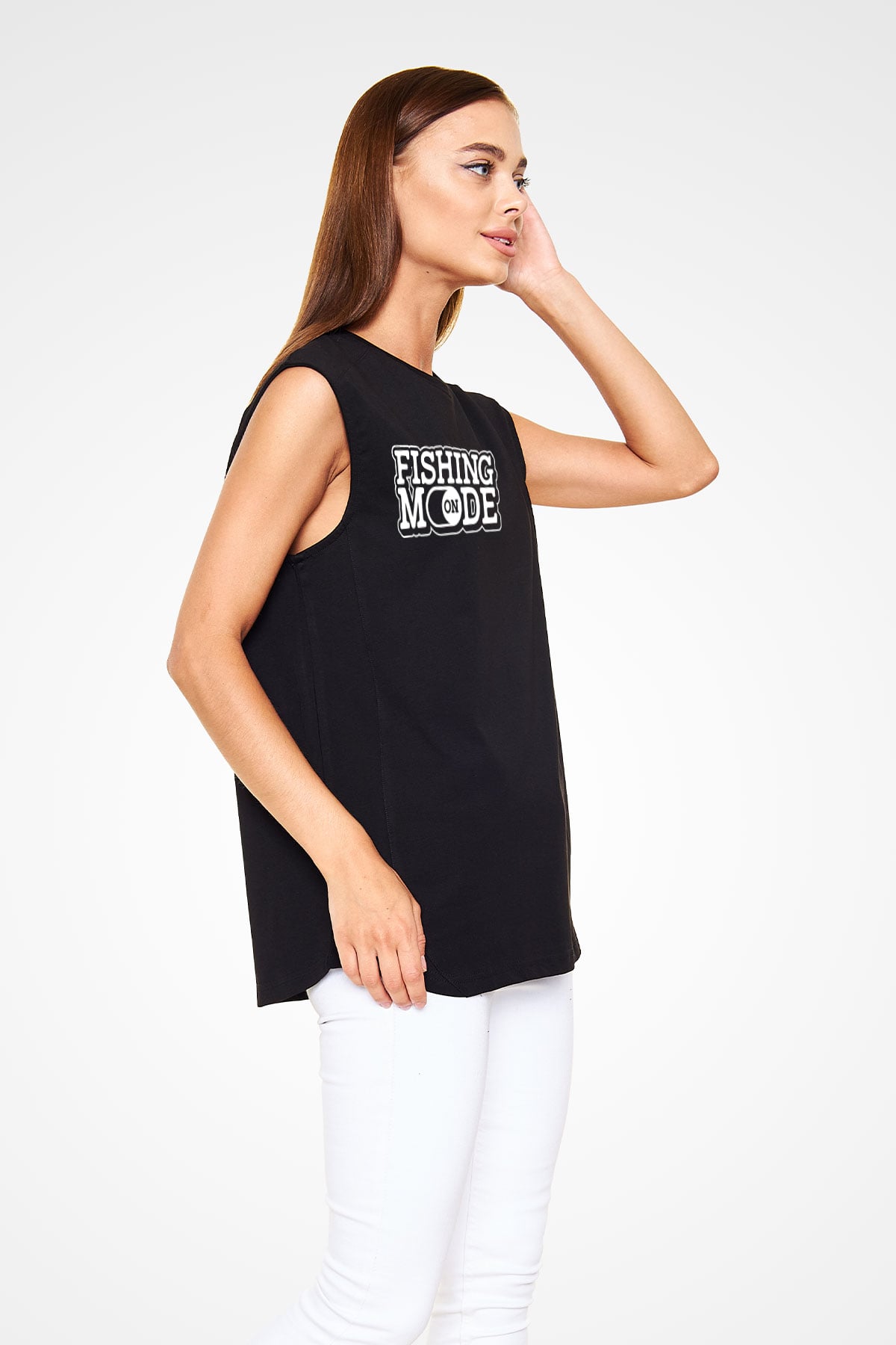 Balıkçı Siyah Unisex Kolsuz Tişört