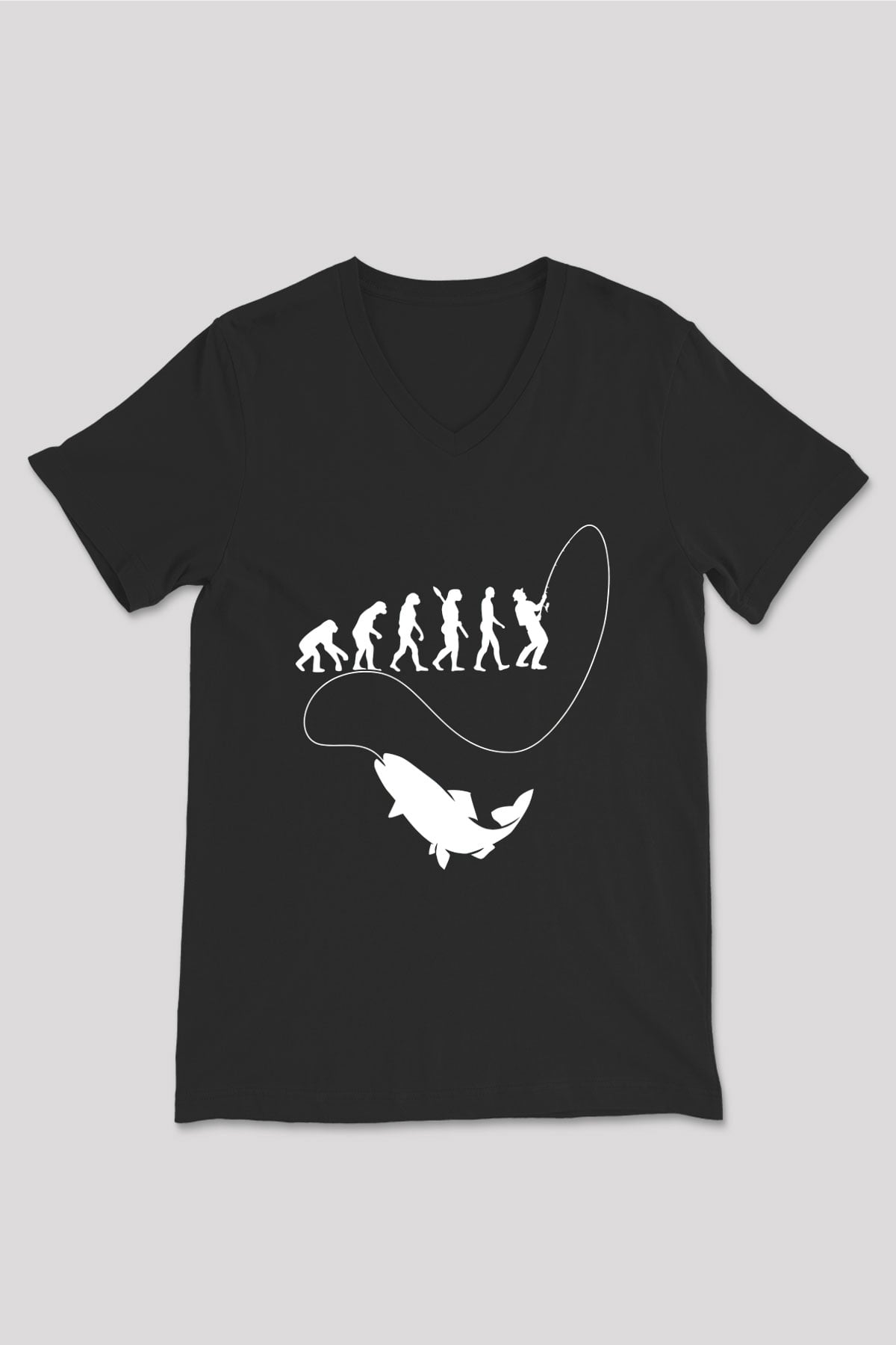 Balıkçı Siyah Unisex V Yaka Tişört