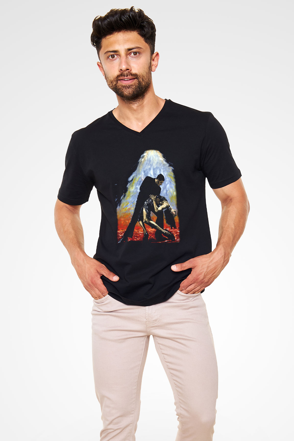 Balo Siyah Unisex V Yaka Tişört