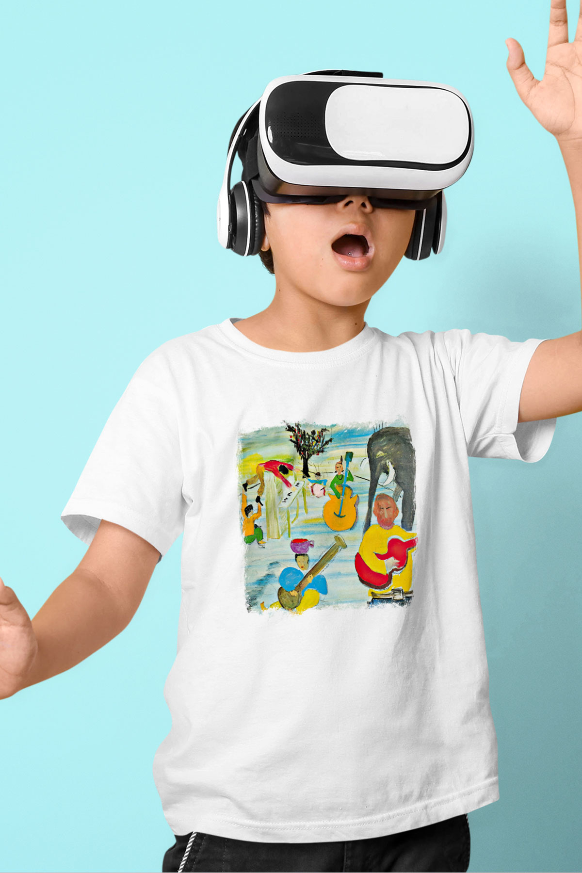 Band Baskılı Unisex Beyaz Çocuk Tişört