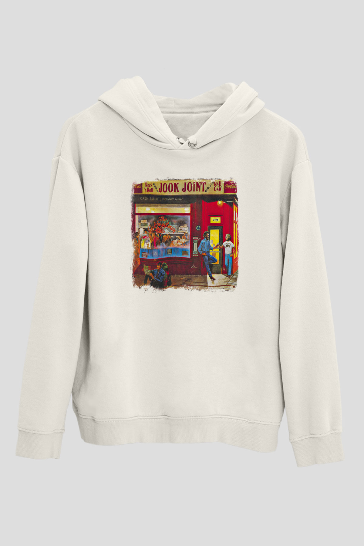 Band Baskılı Unisex Beyaz Hoodie