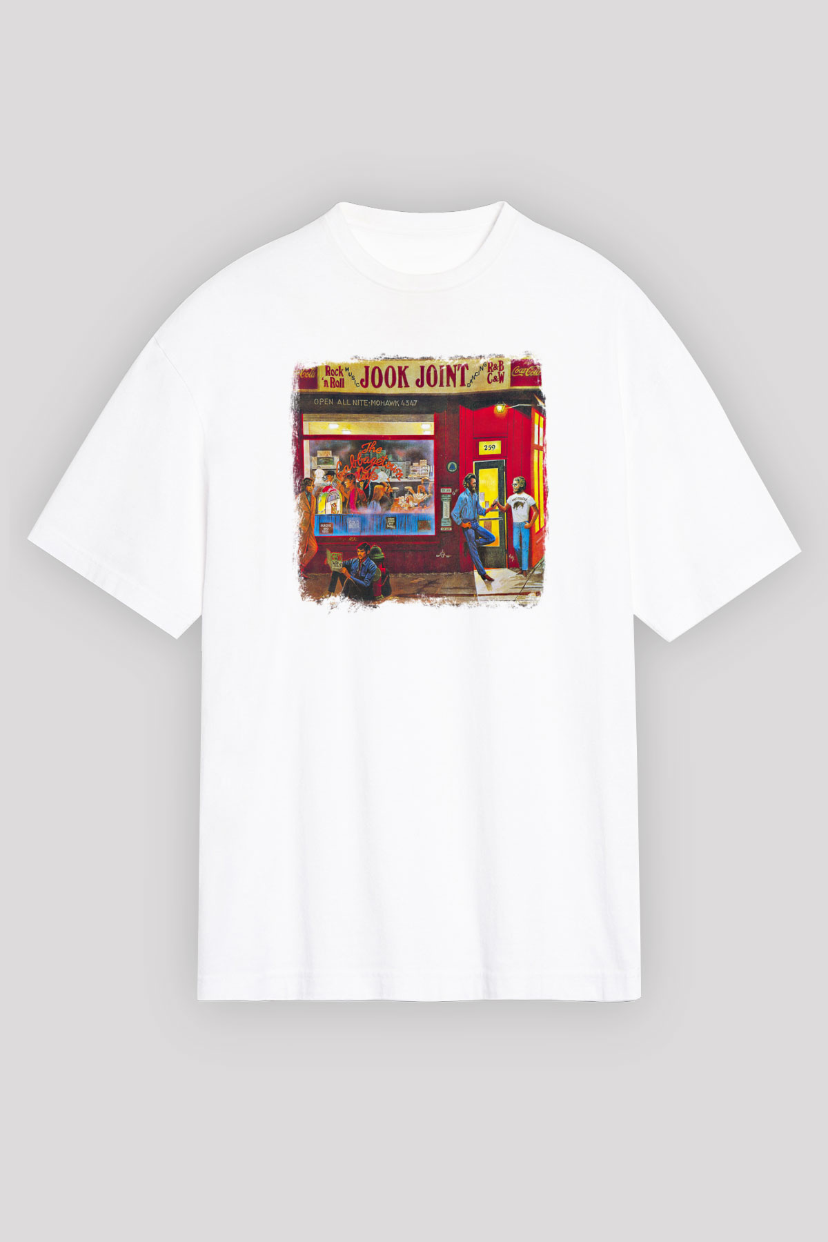Band Baskılı Unisex Beyaz Oversize Tişört