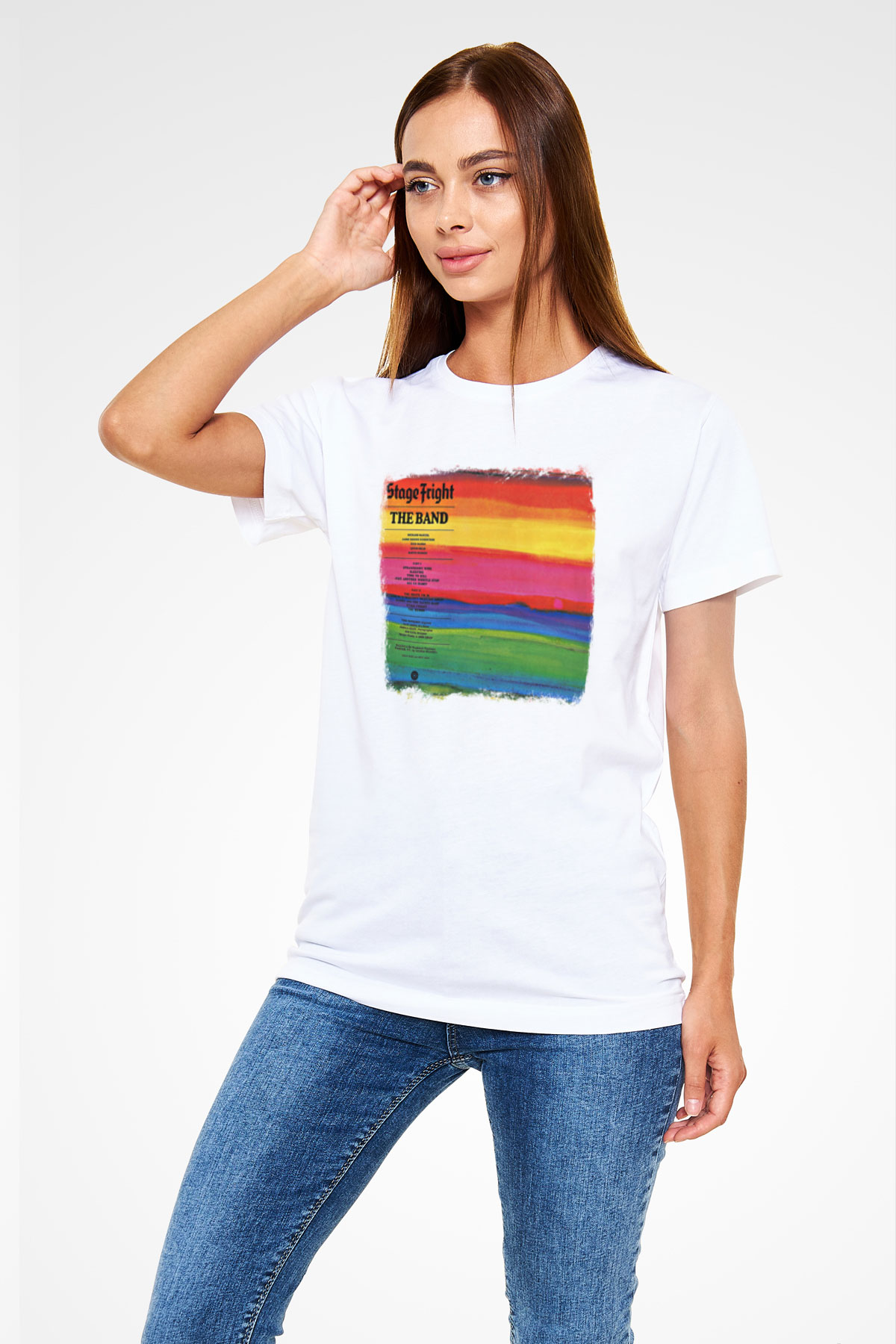 Band Baskılı Unisex Beyaz Tişört