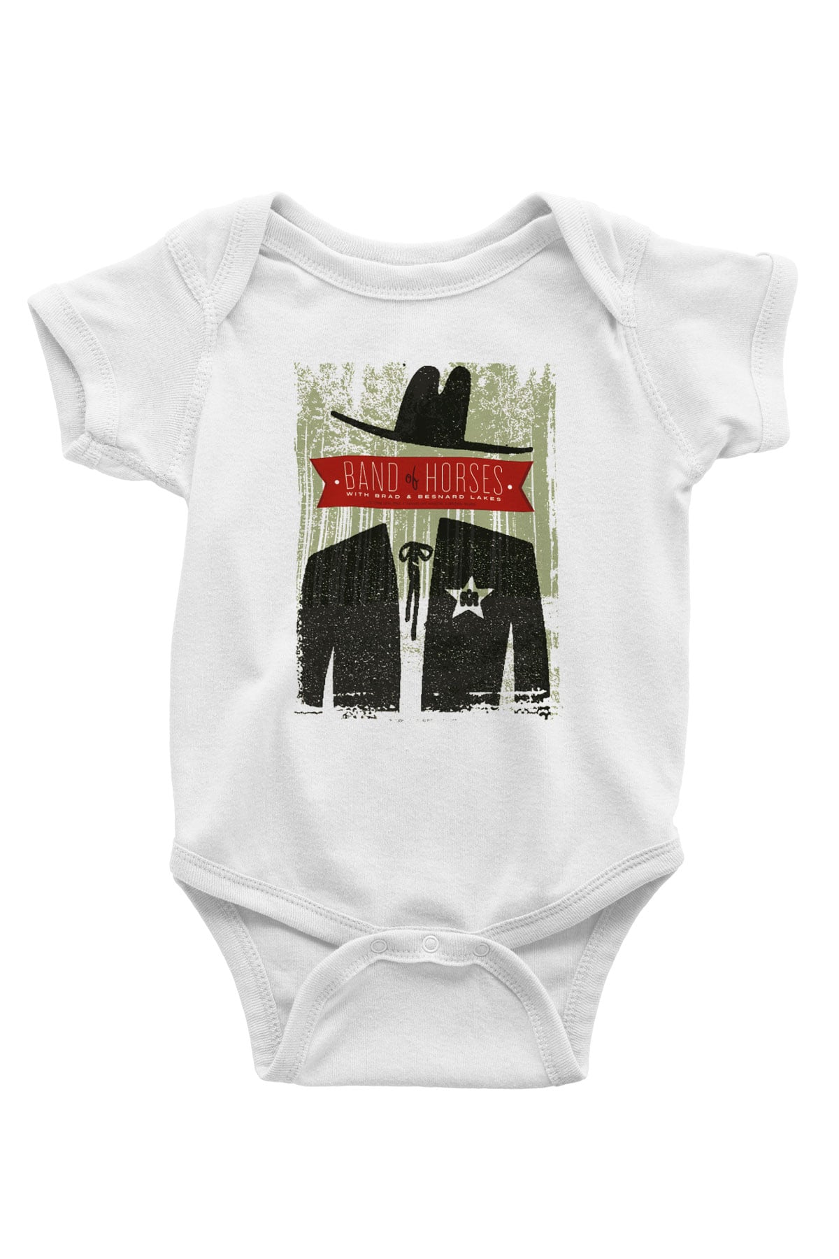 Band of Horses Baskılı Beyaz Unisex Bebek Body - Zıbın