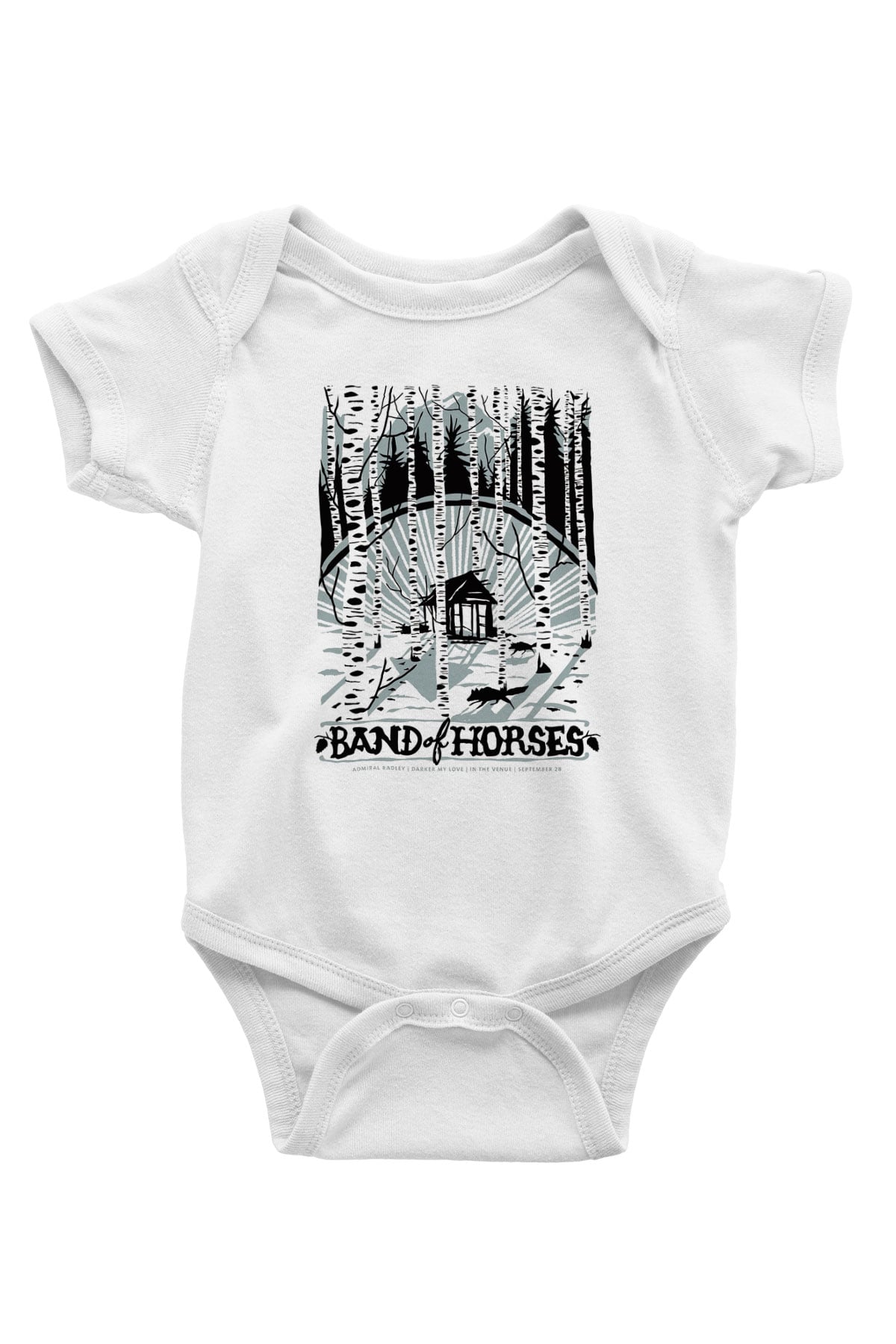 Band of Horses Baskılı Beyaz Unisex Bebek Body - Zıbın