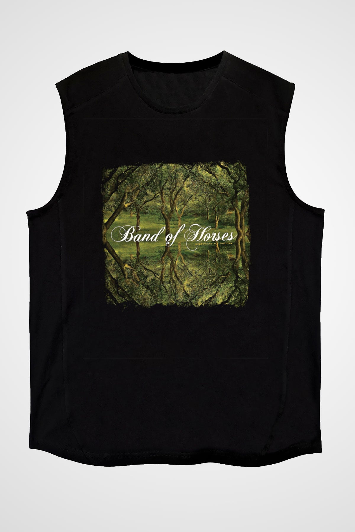 Band of Horses Baskılı Unisex Siyah Kolsuz Tişört