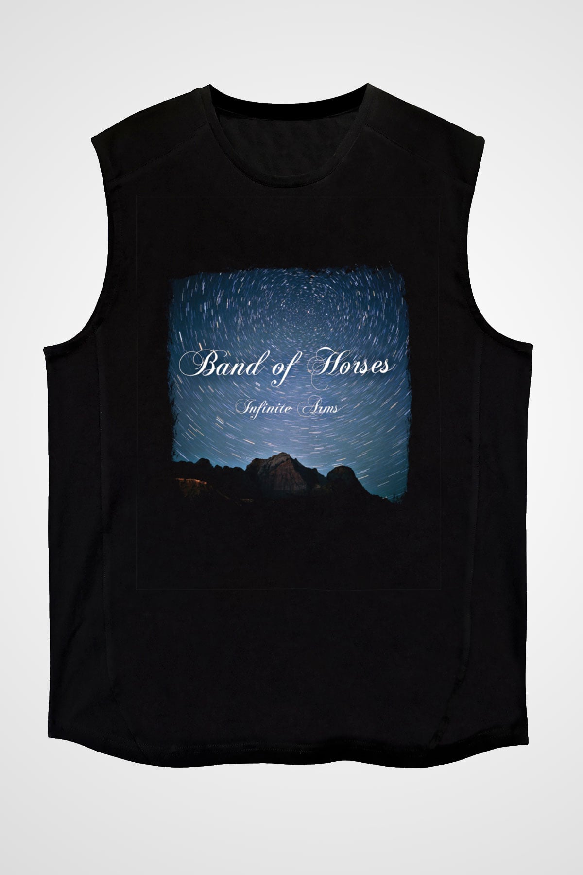 Band of Horses Baskılı Unisex Siyah Kolsuz Tişört