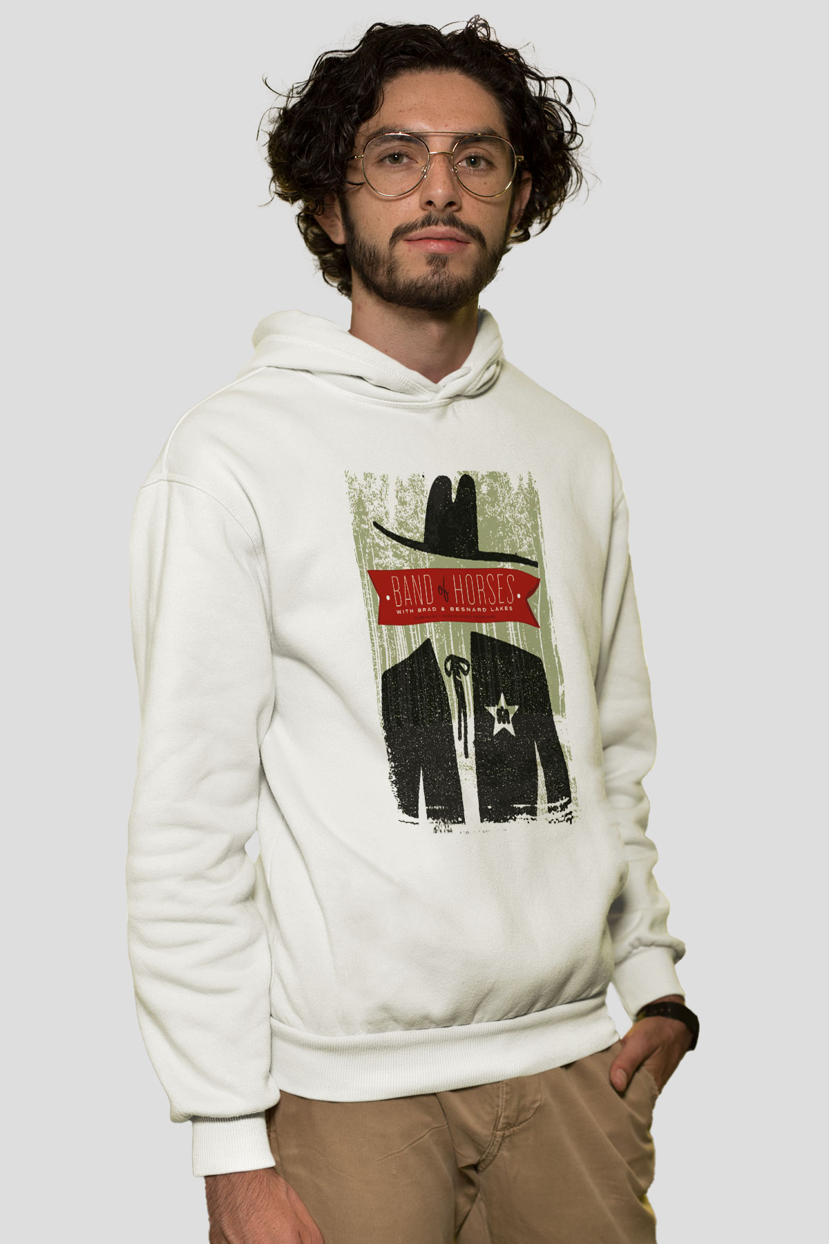 Band of Horses Beyaz Unisex Kapşonlu Sweatshirt