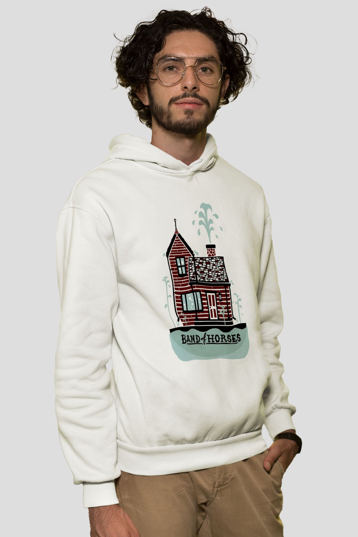 Band of Horses Beyaz Unisex Kapüşonlu Sweatshirt