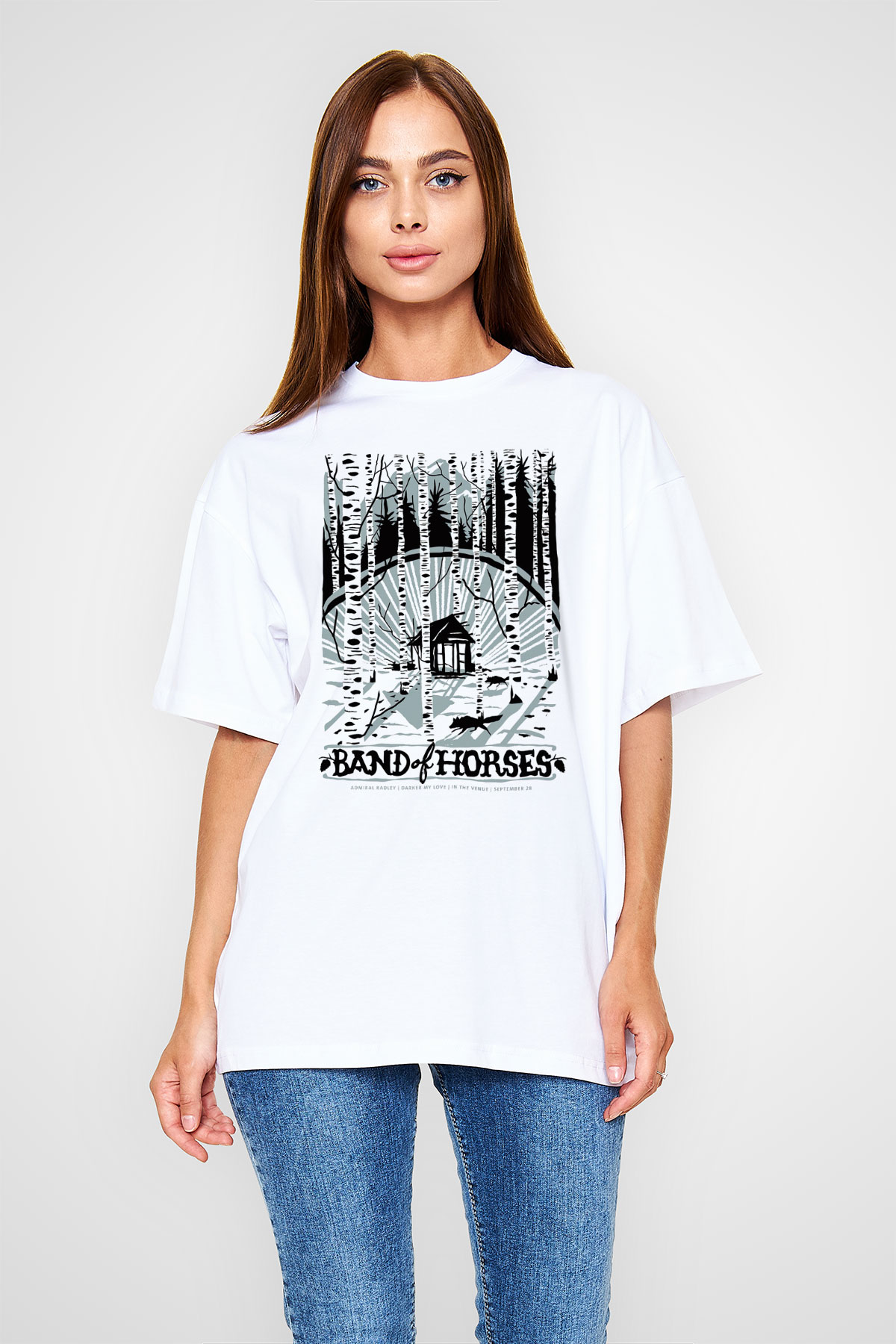 Band of Horses Beyaz Unisex Oversize Tişört T-Shirt