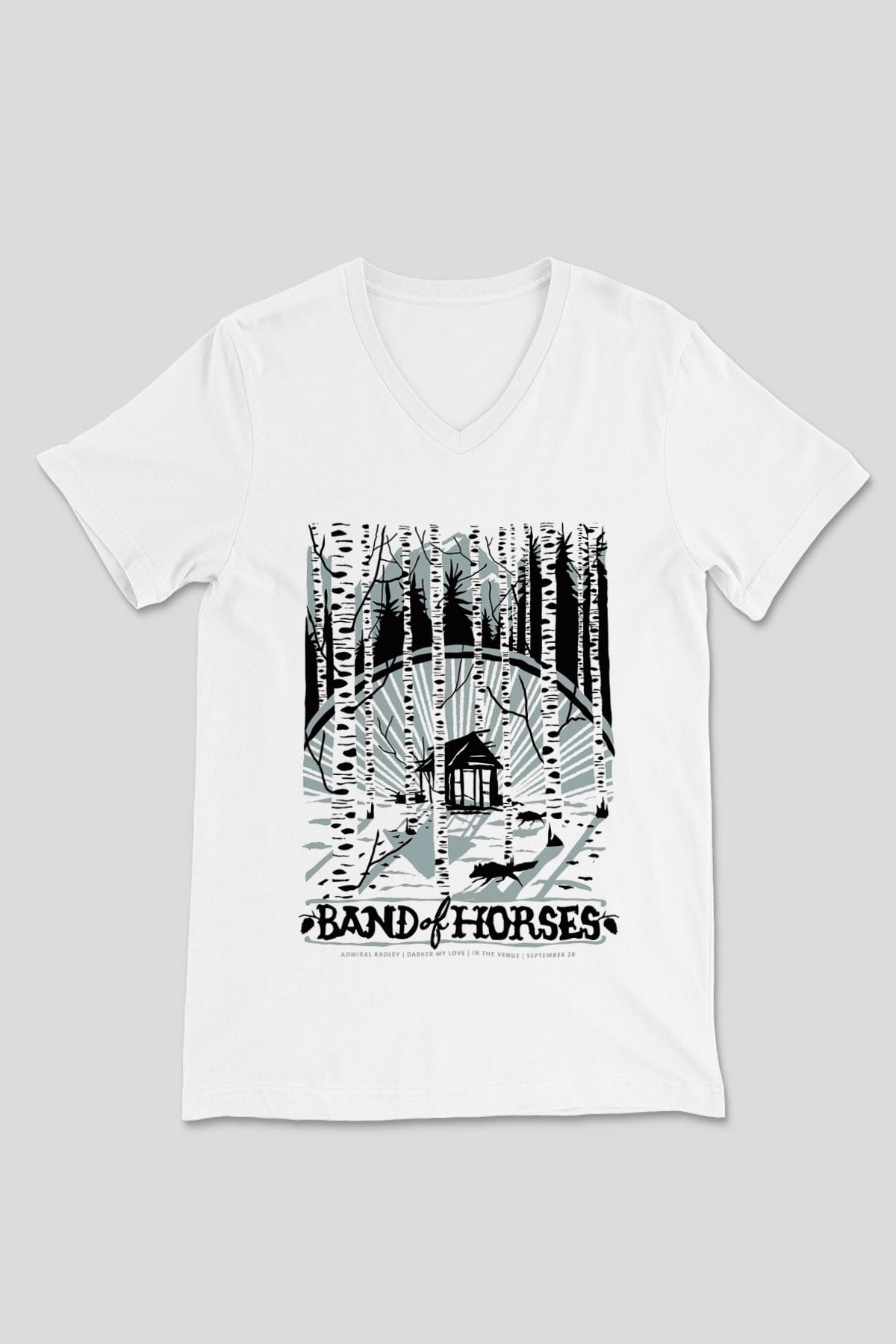 Band of Horses Beyaz Unisex V Yaka Tişört T-Shirt