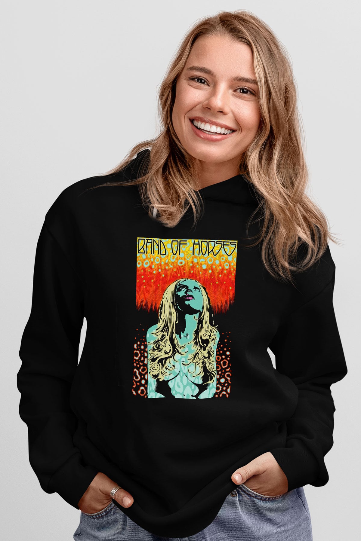 Band of Horses Siyah Unisex Kapüşonlu Sweatshirt
