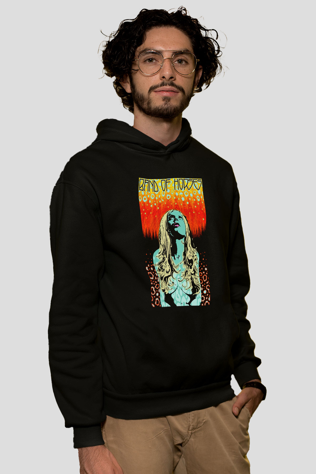 Band of Horses Siyah Unisex Kapüşonlu Sweatshirt