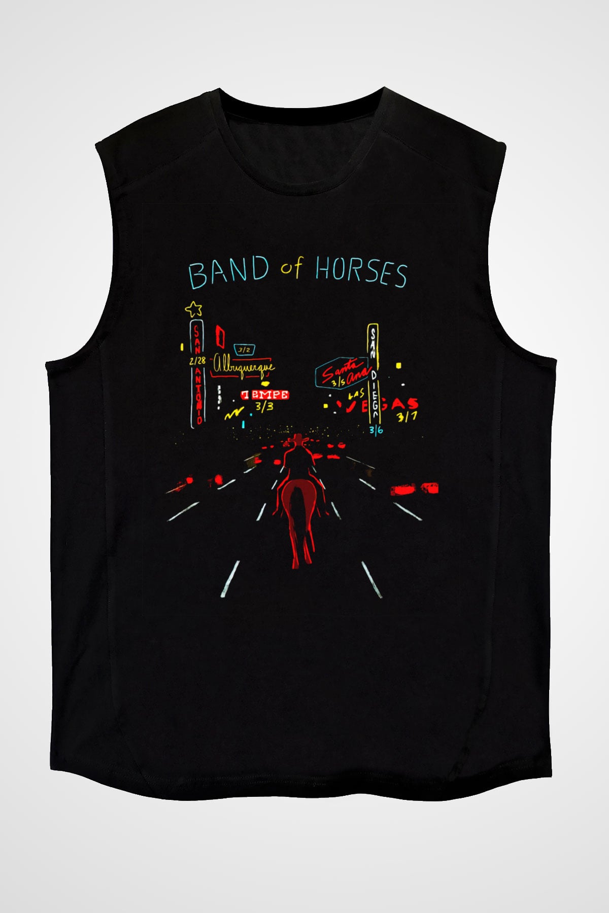 Band of Horses Siyah Unisex Kolsuz Tişört
