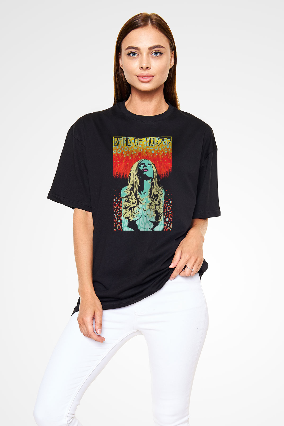 Band of Horses Siyah Unisex Oversize Tişört T-Shirt