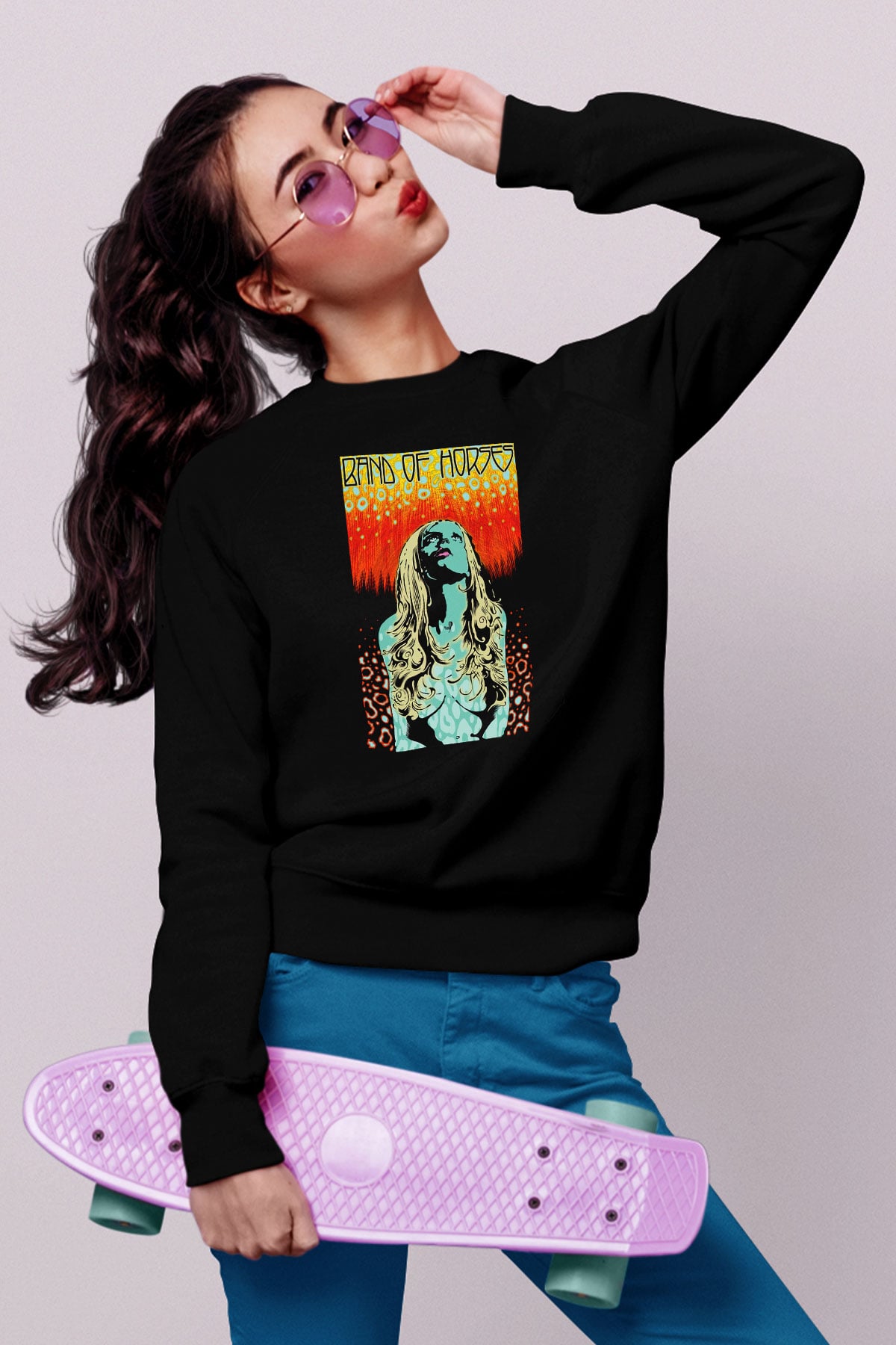Band of Horses Siyah Unisex Sweatshirt