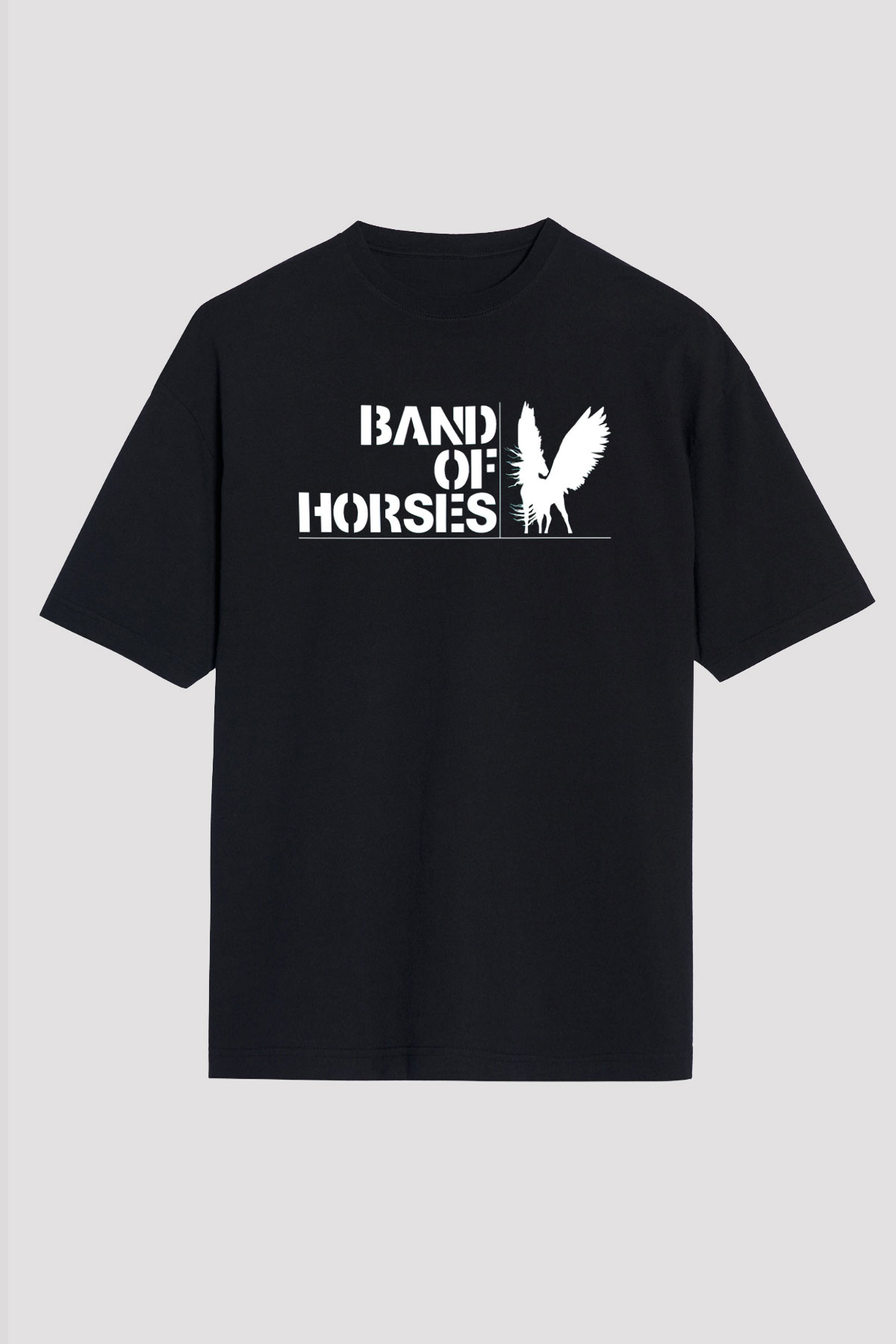 Band of Horses Siyah Oversize Tişört Oversize T-shirt - TişörtFabrikası