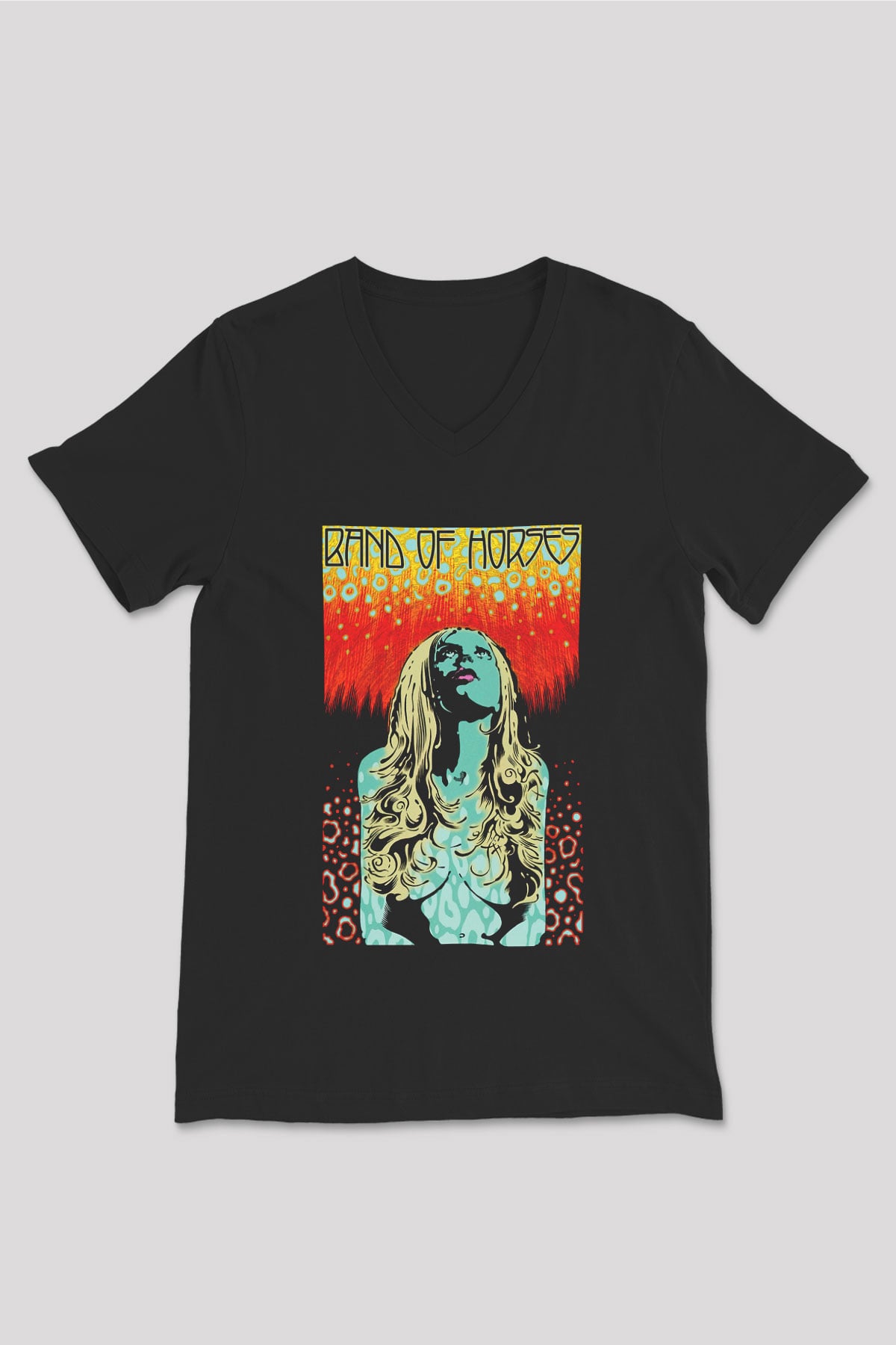 Band of Horses Siyah Unisex V Yaka Tişört T-Shirt