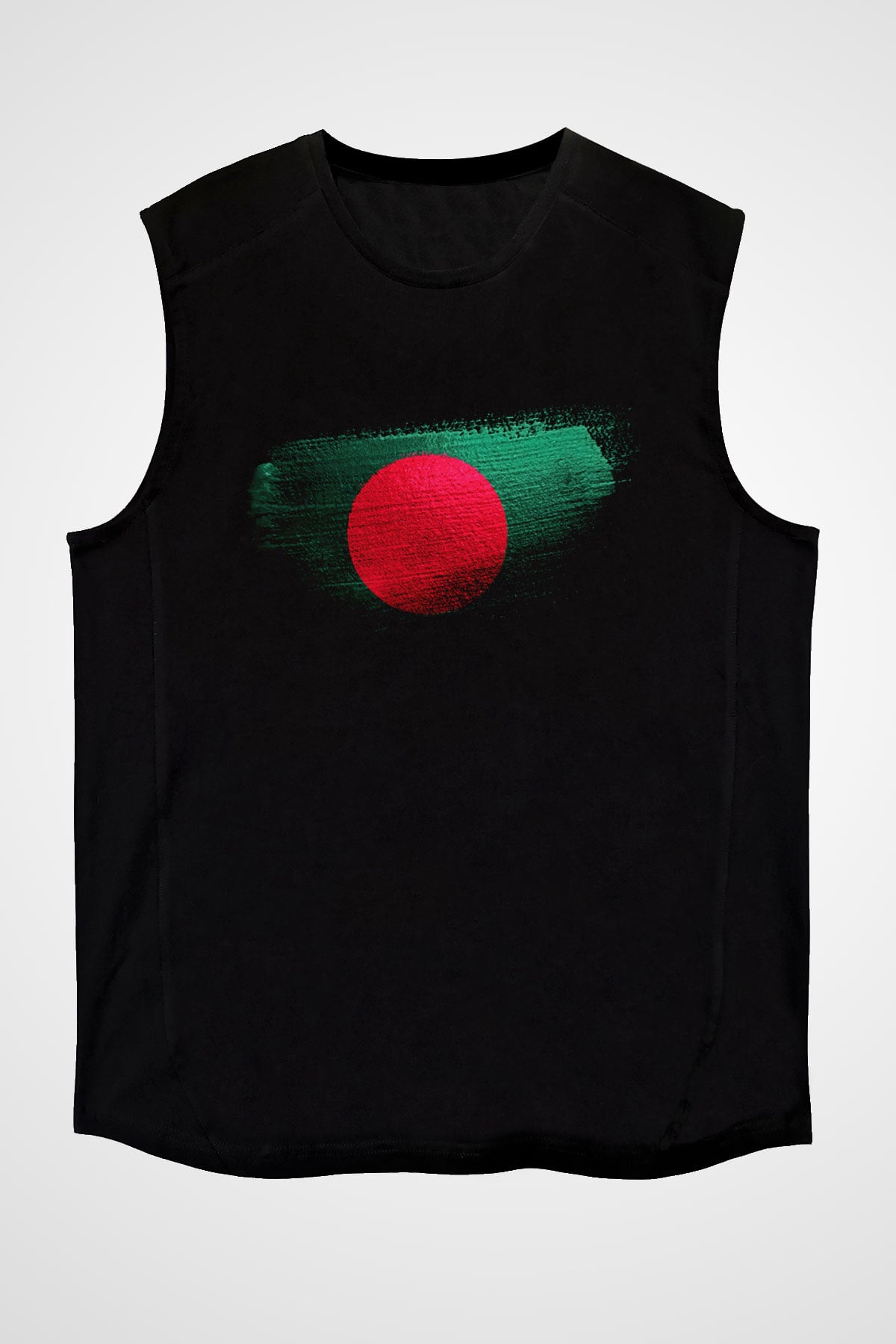 Bangladeş - Bangladesh Bayrağı Baskılı Unisex Siyah Kolsuz Tişört