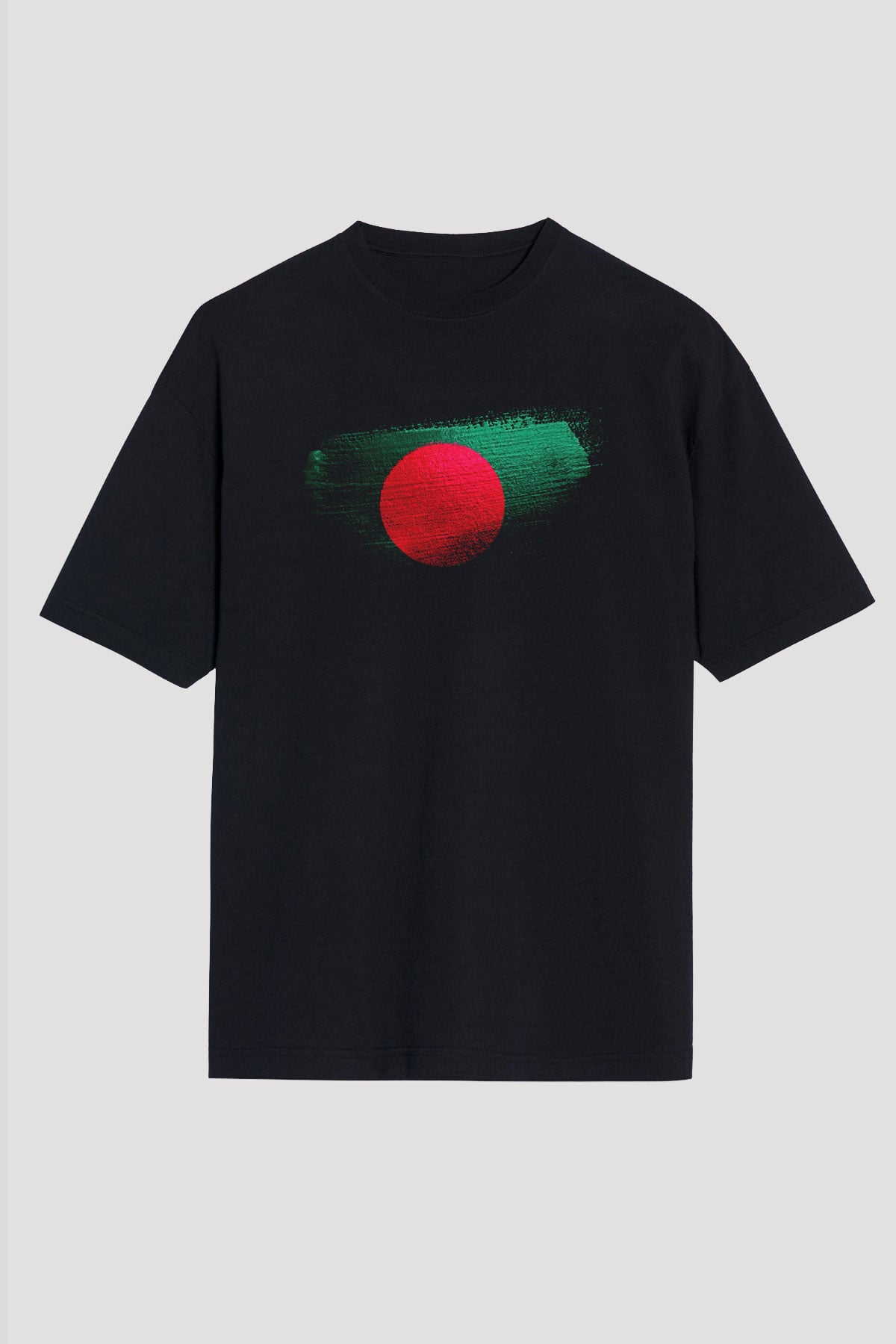 Bangladeş - Bangladesh Bayrağı Baskılı Unisex Siyah Oversize Tişört