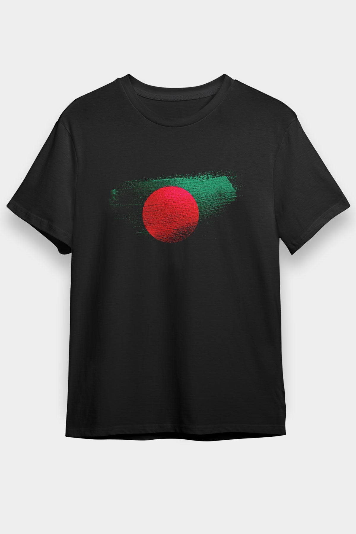 Bangladeş - Bangladesh Bayrağı Baskılı Unisex Siyah Tişört