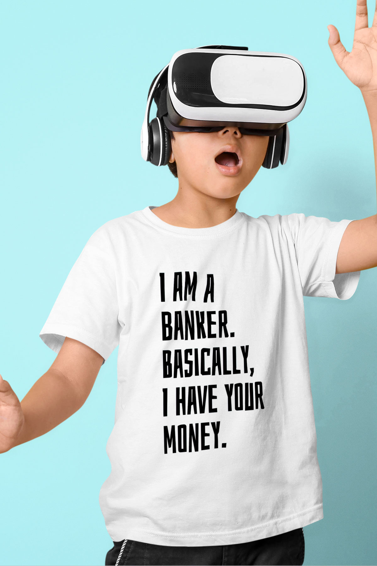 Bankacı Beyaz Unisex Çocuk Tişört
