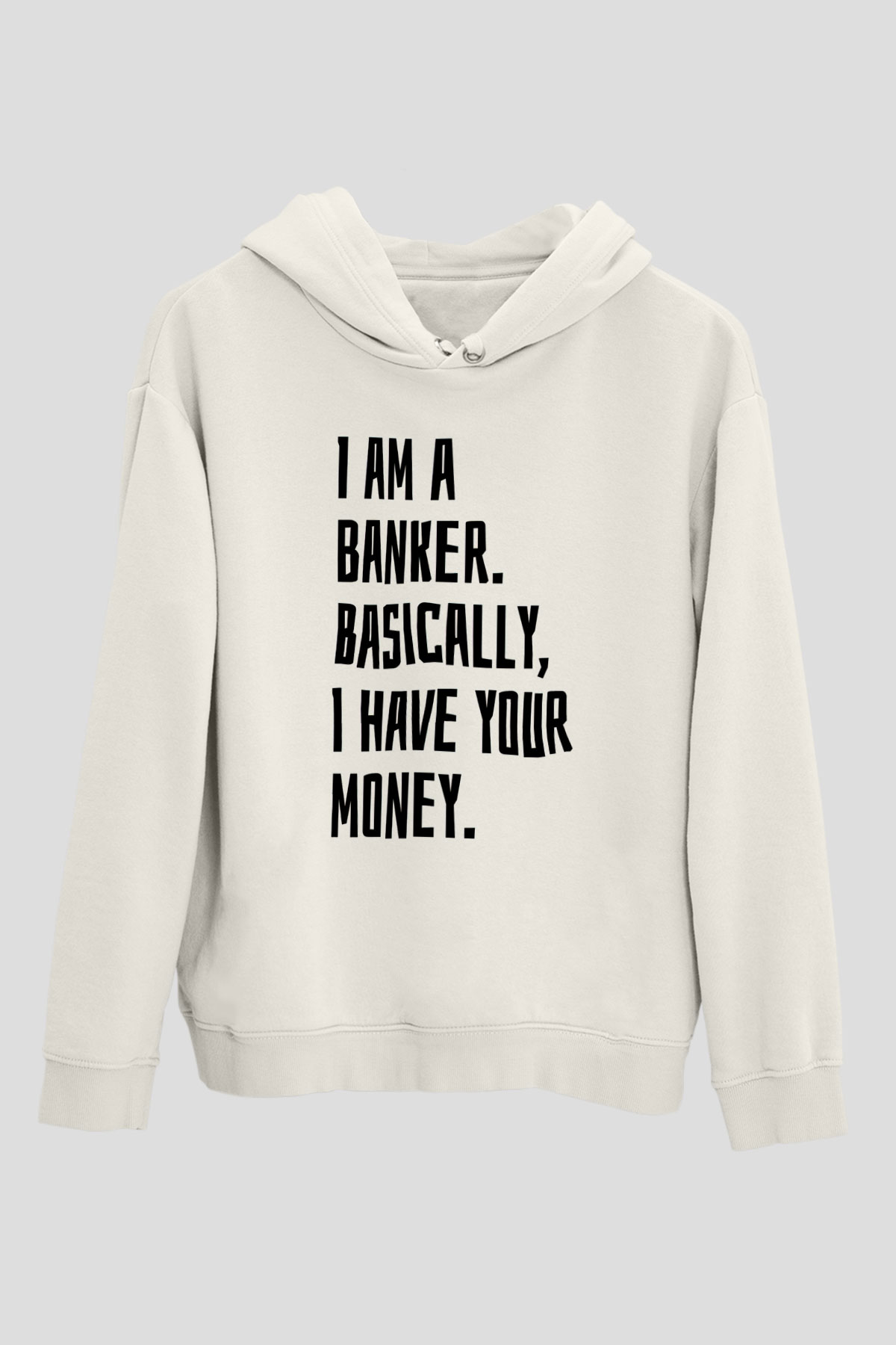 Bankacı Beyaz Unisex Kapüşonlu Sweatshirt