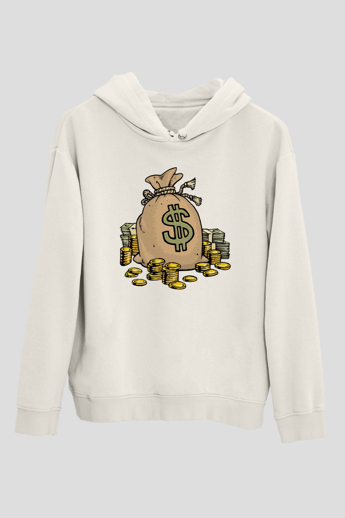 Bankacı Beyaz Unisex Kapüşonlu Sweatshirt