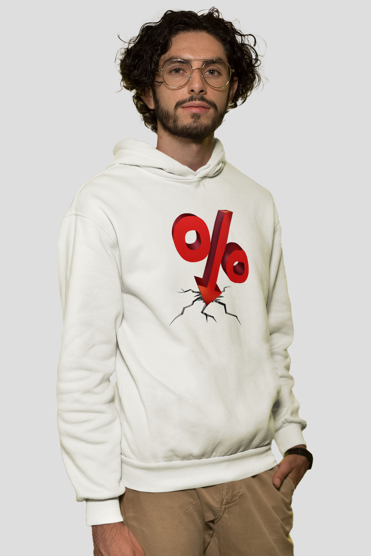 Bankacı Beyaz Unisex Kapüşonlu Sweatshirt