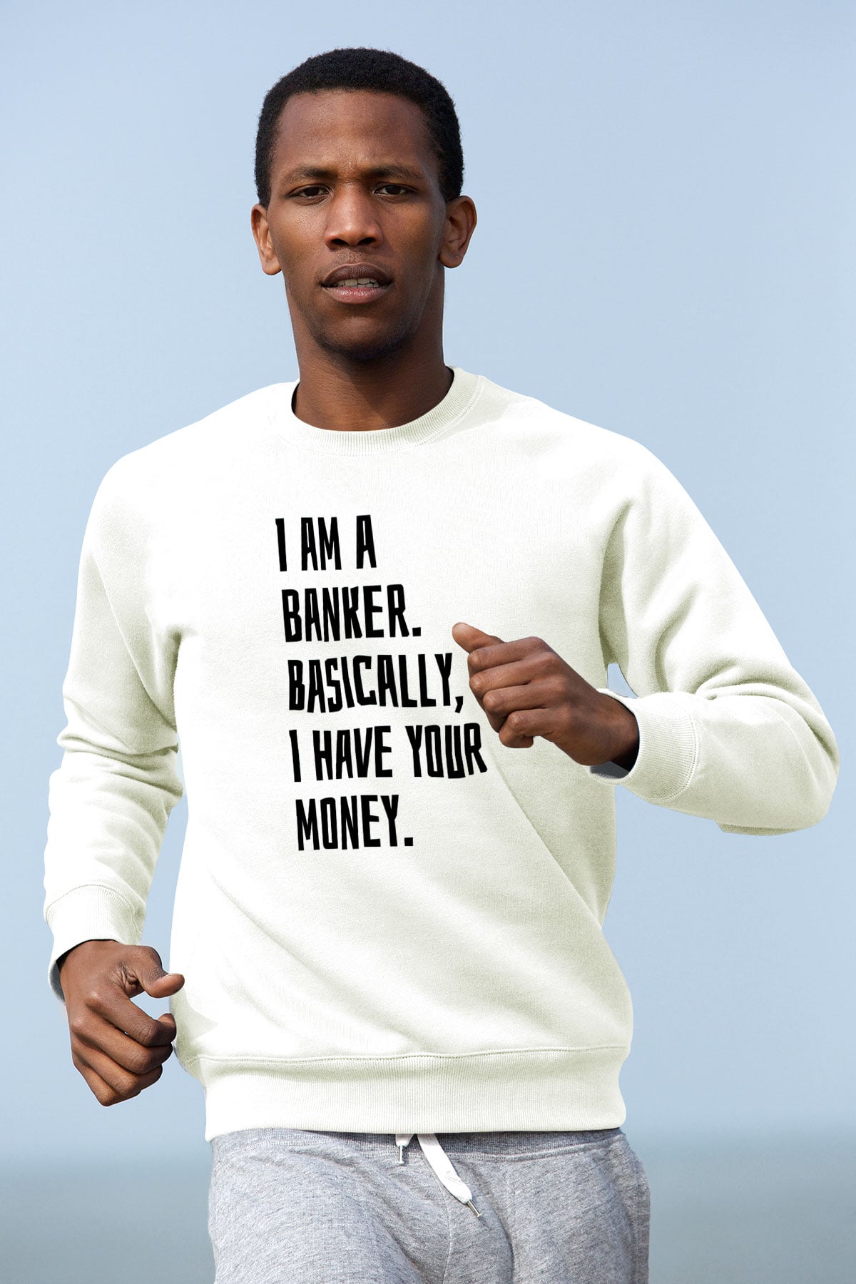 Bankacı Beyaz Unisex Sweatshirt