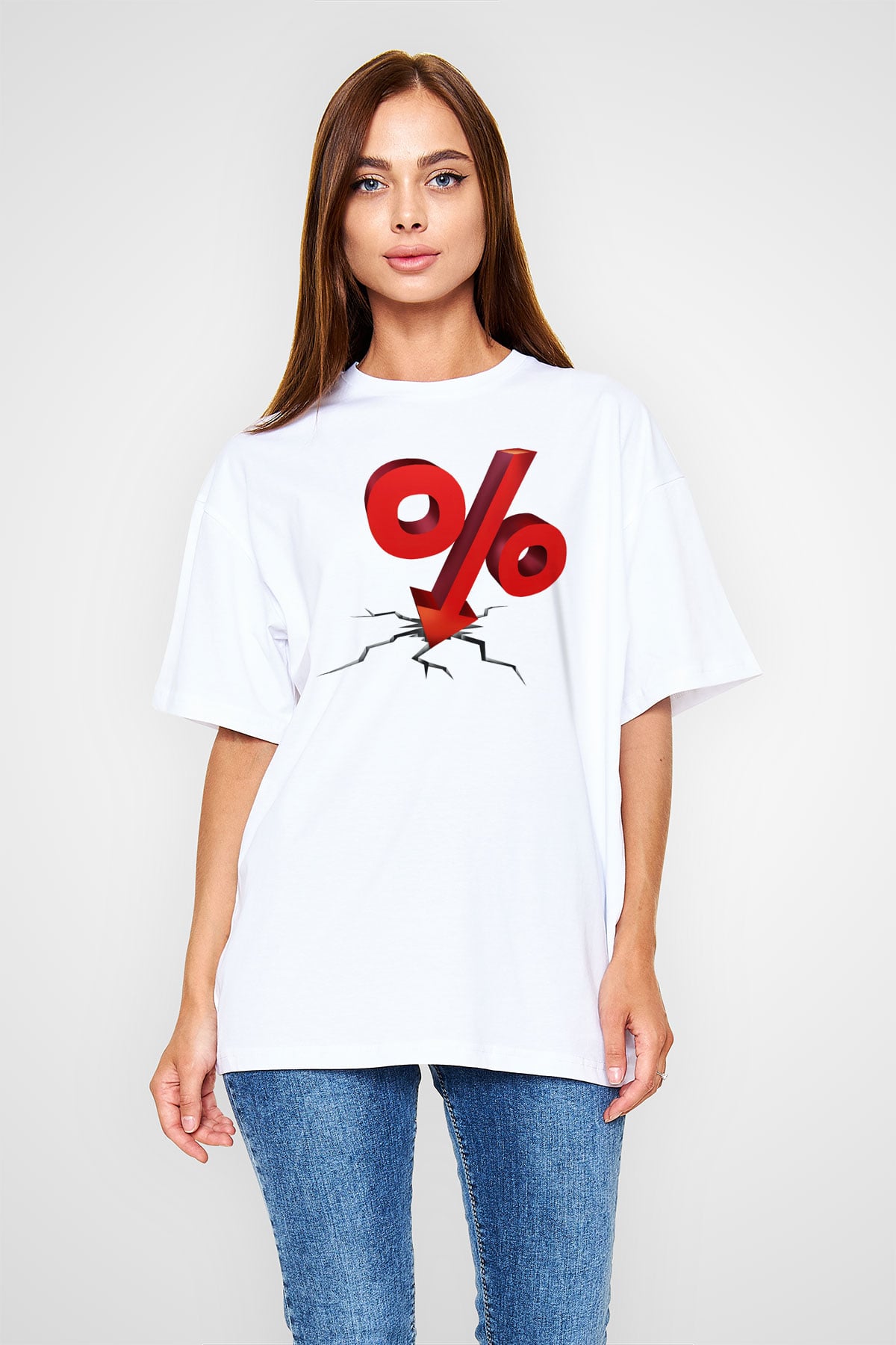 Bankacı Beyaz Oversize Tişört Oversize T-shirt - TişörtFabrikası