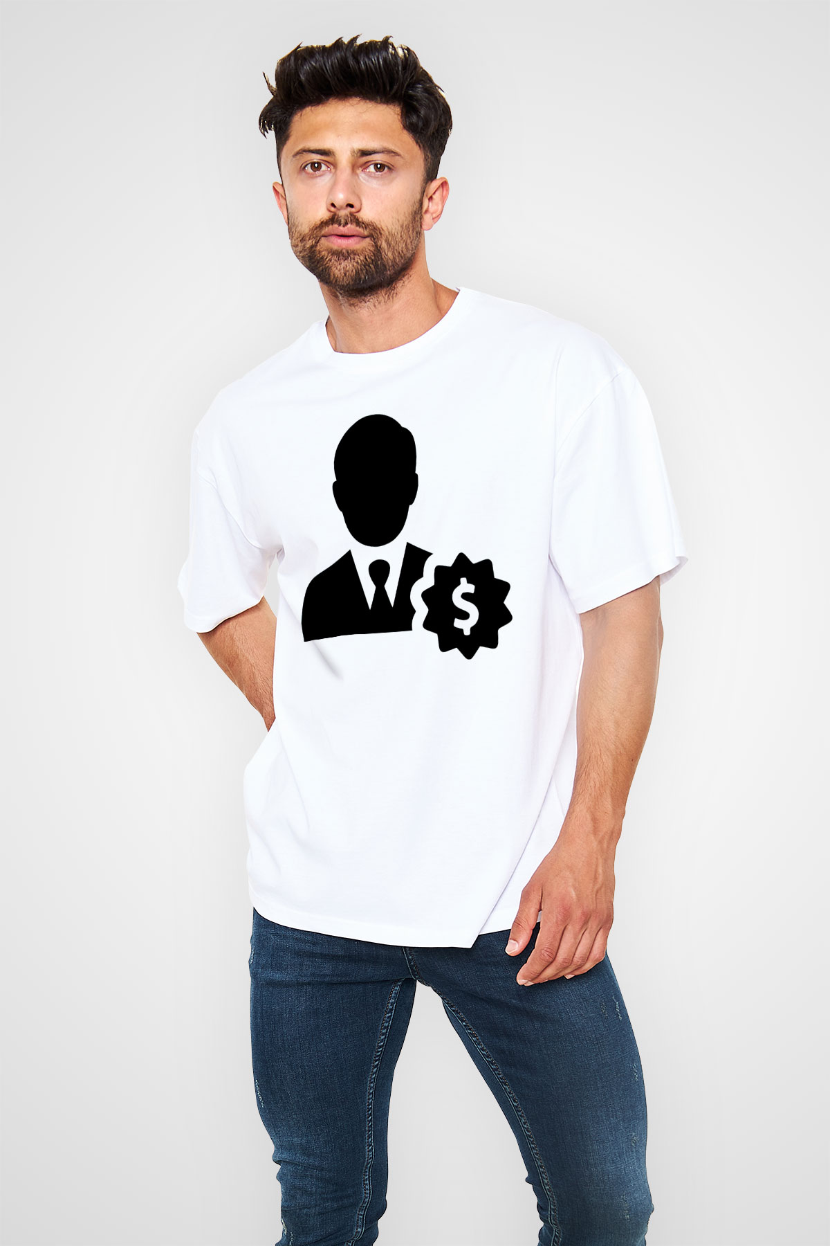 Bankacı Beyaz Oversize Tişört Oversize T-shirt - TişörtFabrikası