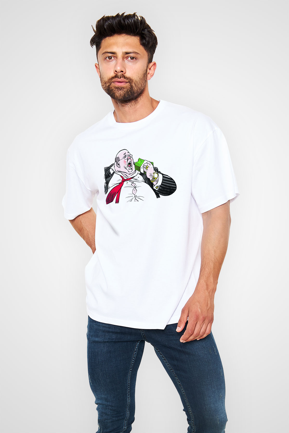 Bankacı Beyaz Oversize Tişört Oversize T-shirt - TişörtFabrikası