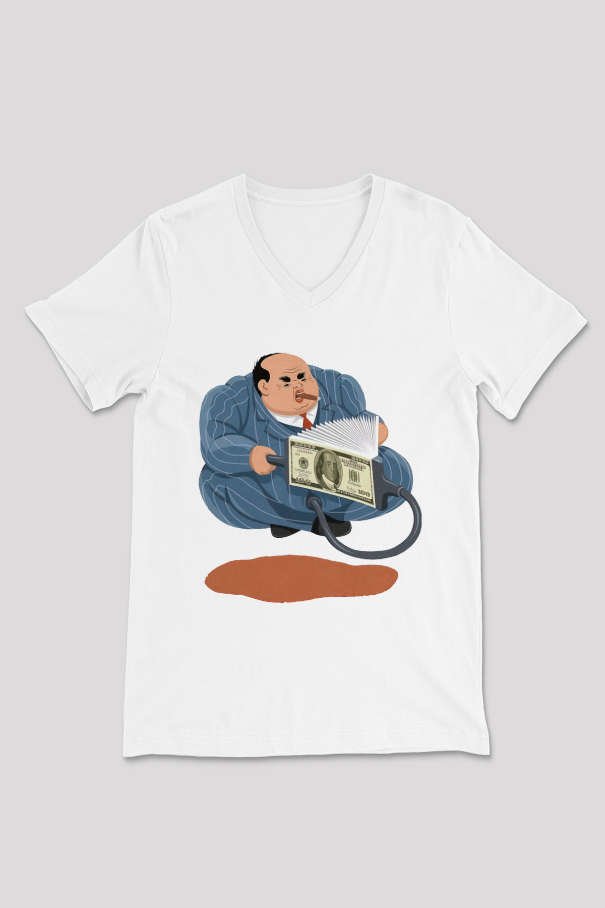 Bankacı Beyaz Unisex V Yaka Tişört