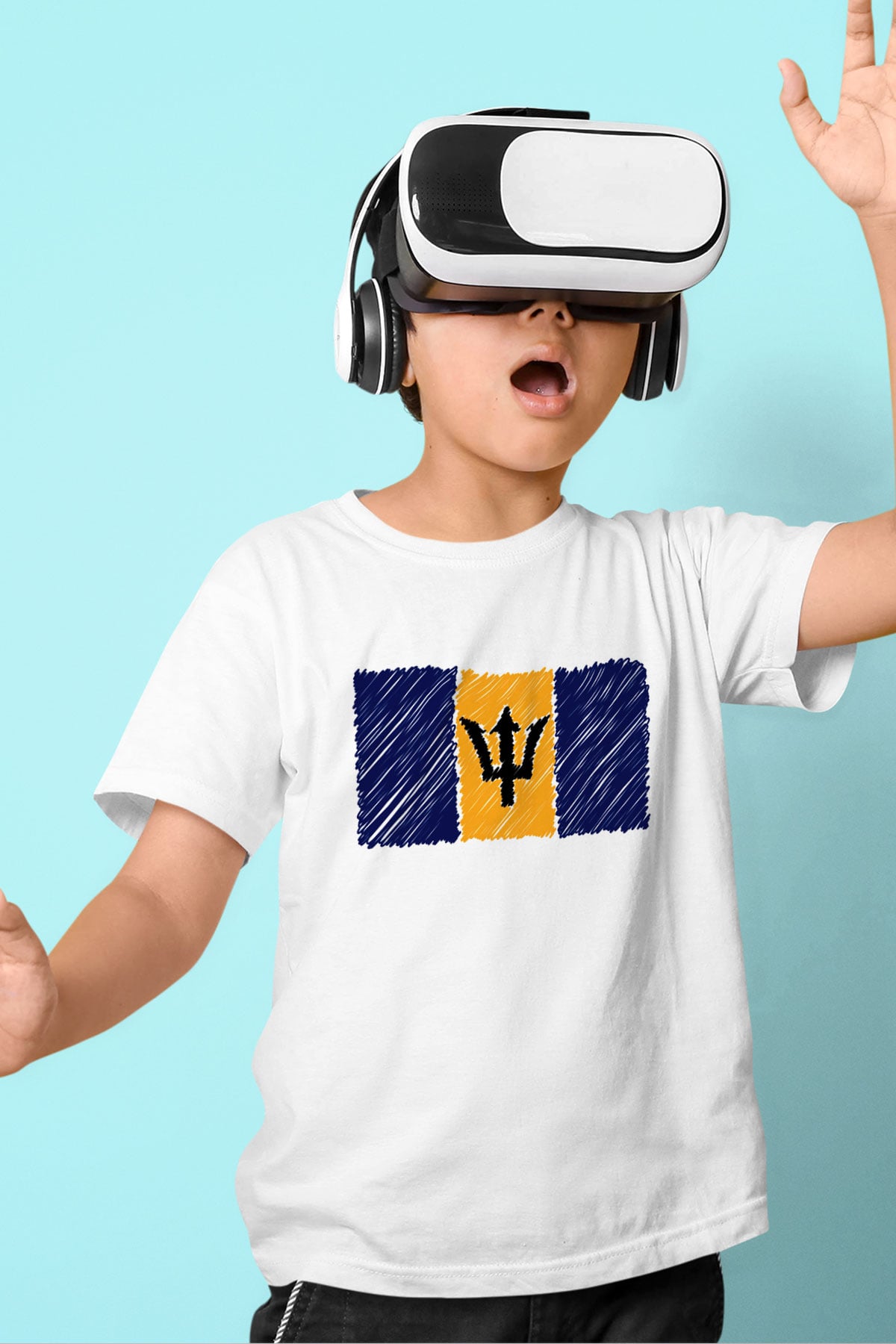 Barbados Baskılı Beyaz Unisex Çocuk Tişört