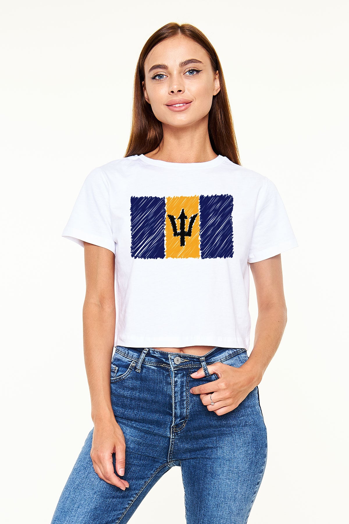 Barbados Beyaz Croptop Tişört