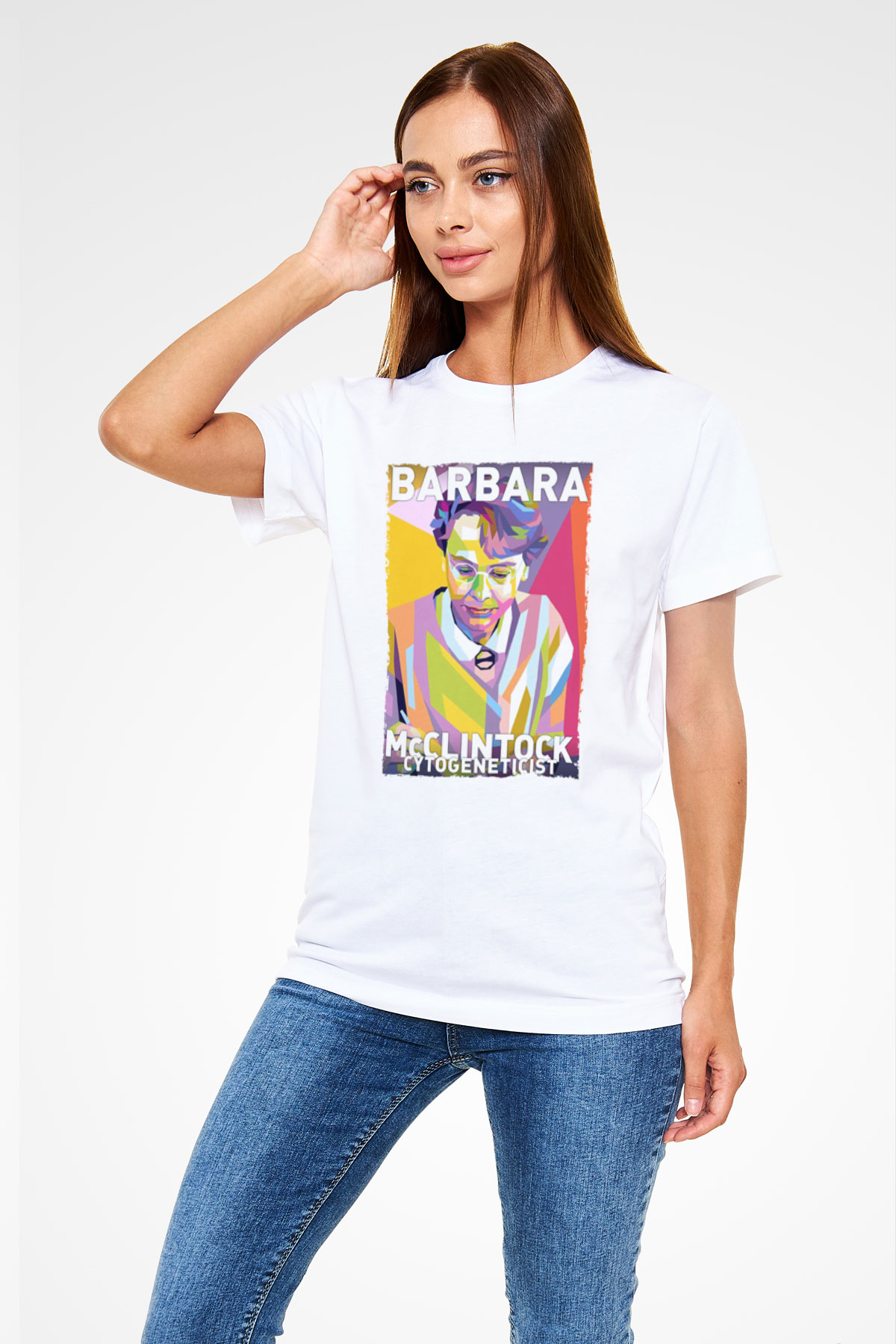 Barbara McClintock Baskılı Unisex Beyaz Tişört - Tshirt